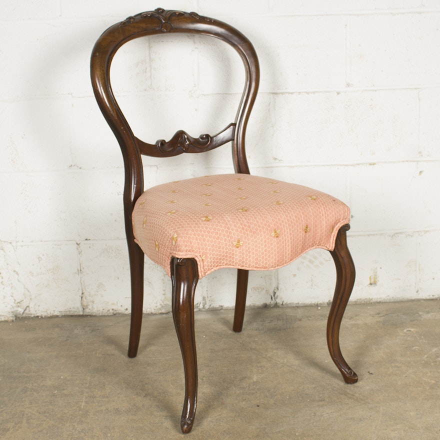 Vintage Victorian Style Upholstered Side Chair