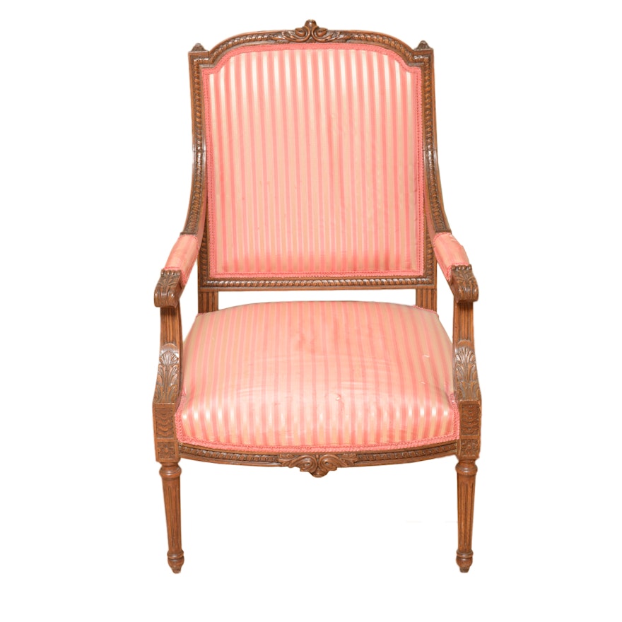 Vintage Louis XVI Style Upholstered Armchair