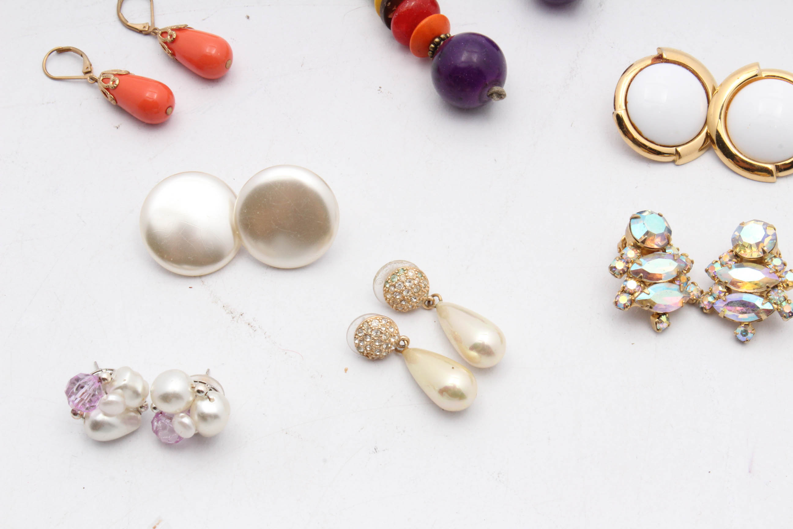 Vintage Costume Jewelry Earrings and Compact