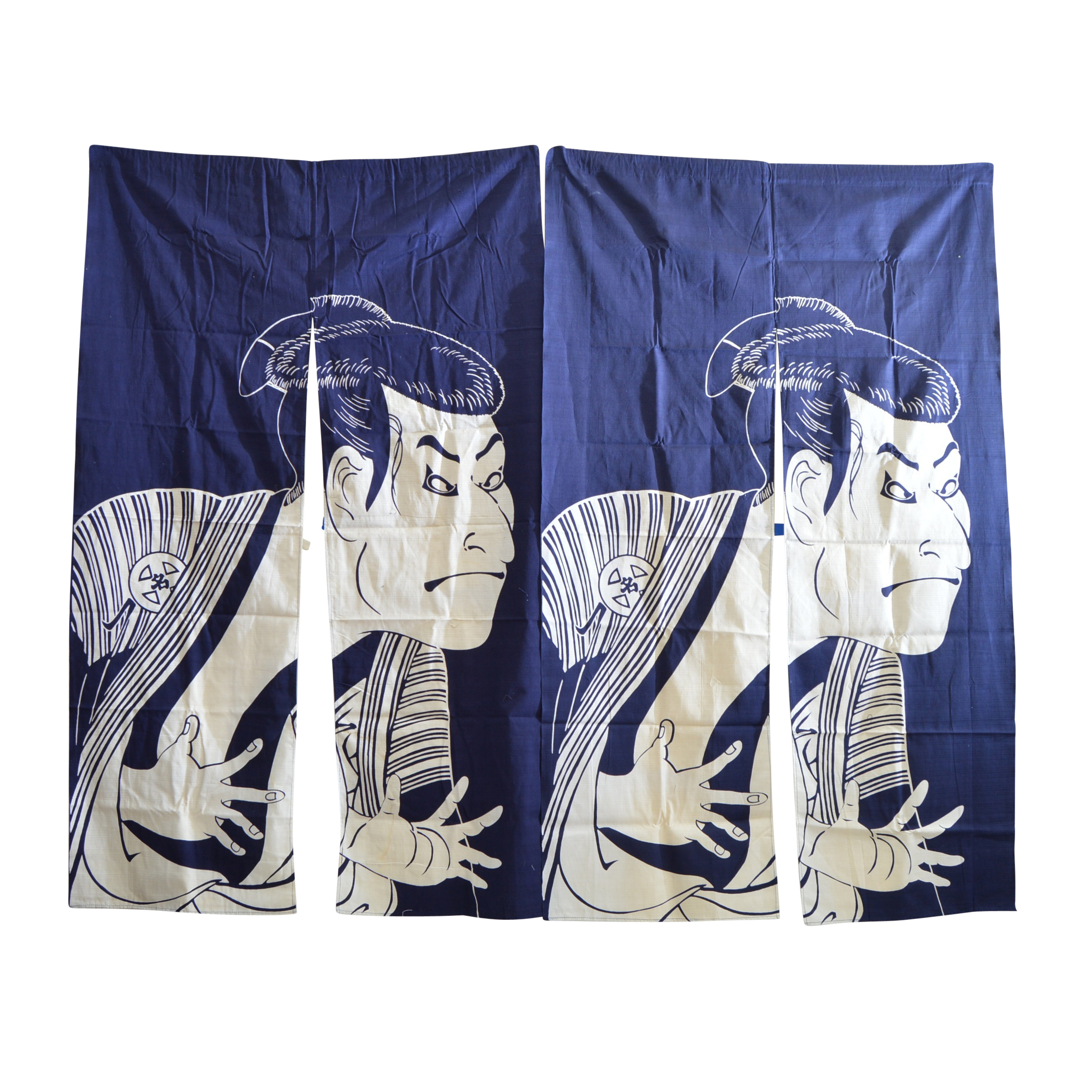 Pair of Japanese Indigo Noren Curtains