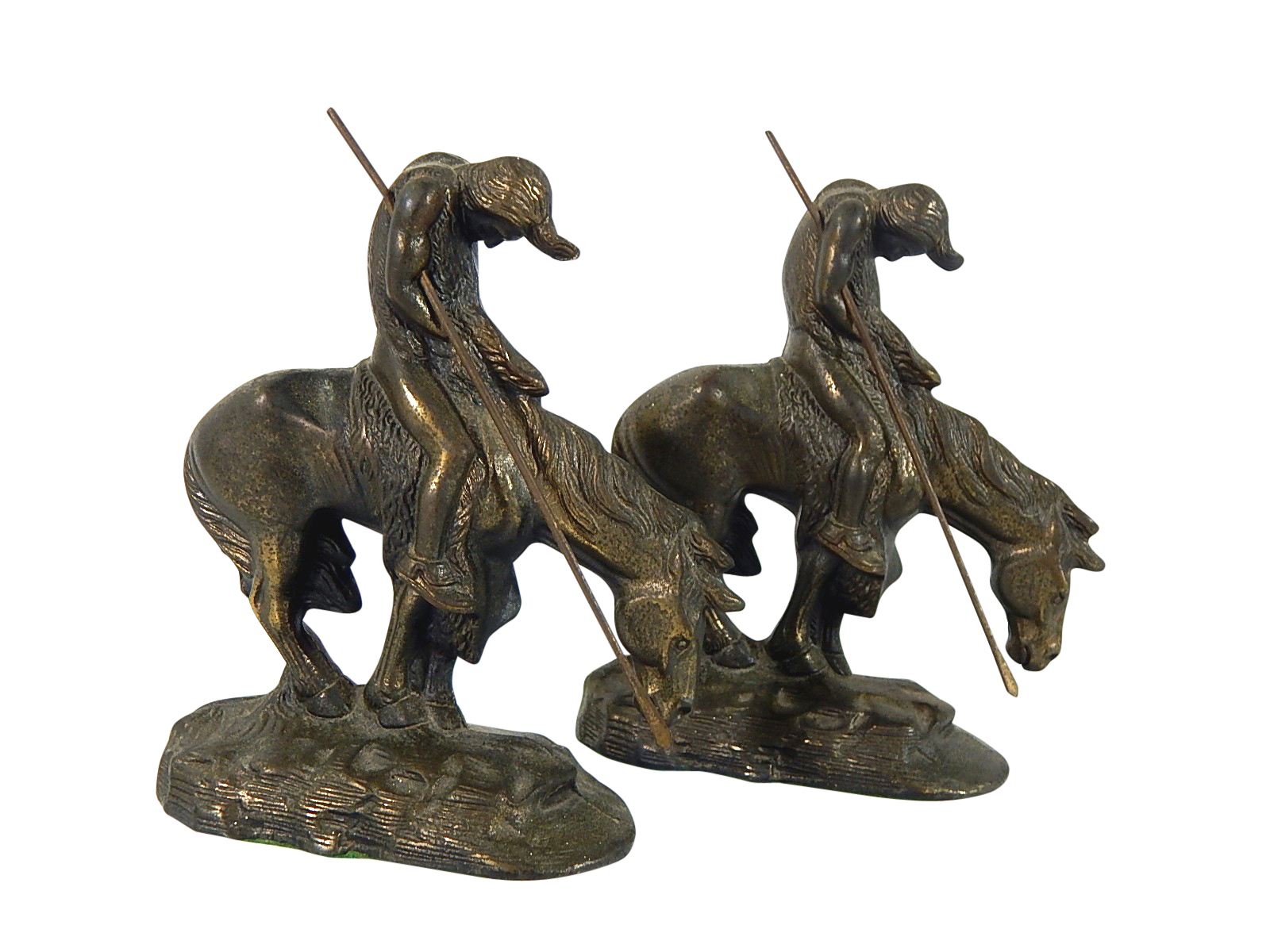 Solid Bronze after Frederick Remington "After the Trail" Bookends - Unsigned