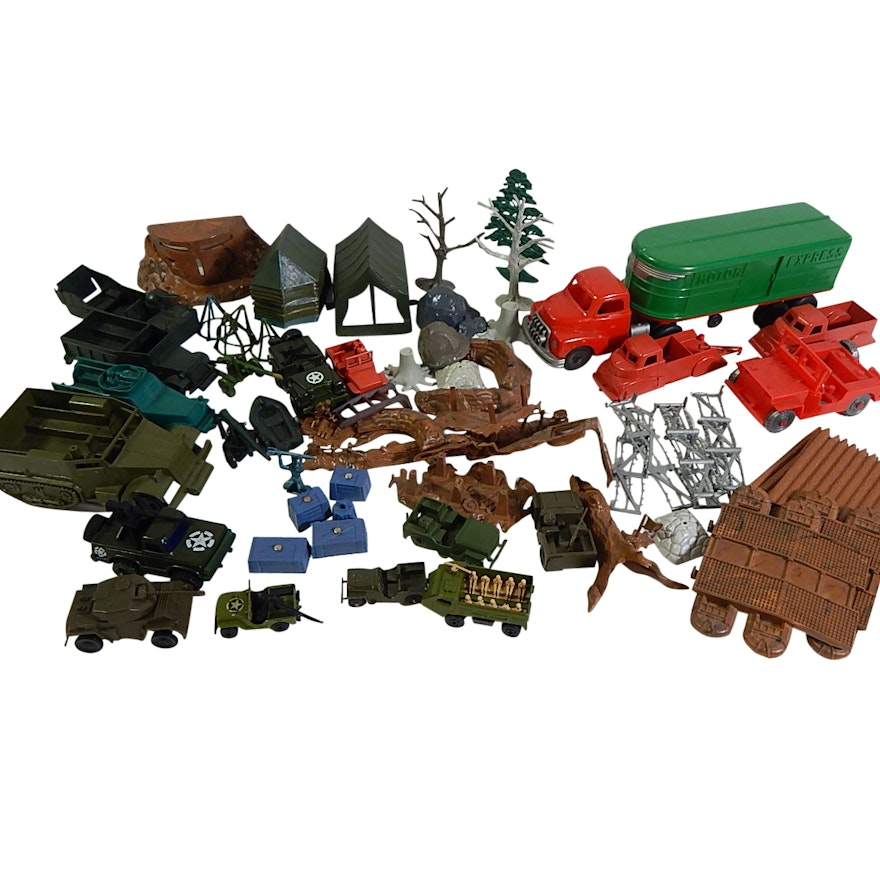 Vintage Plastic Army Pretend Play Accessories with Marx, Hubley, More