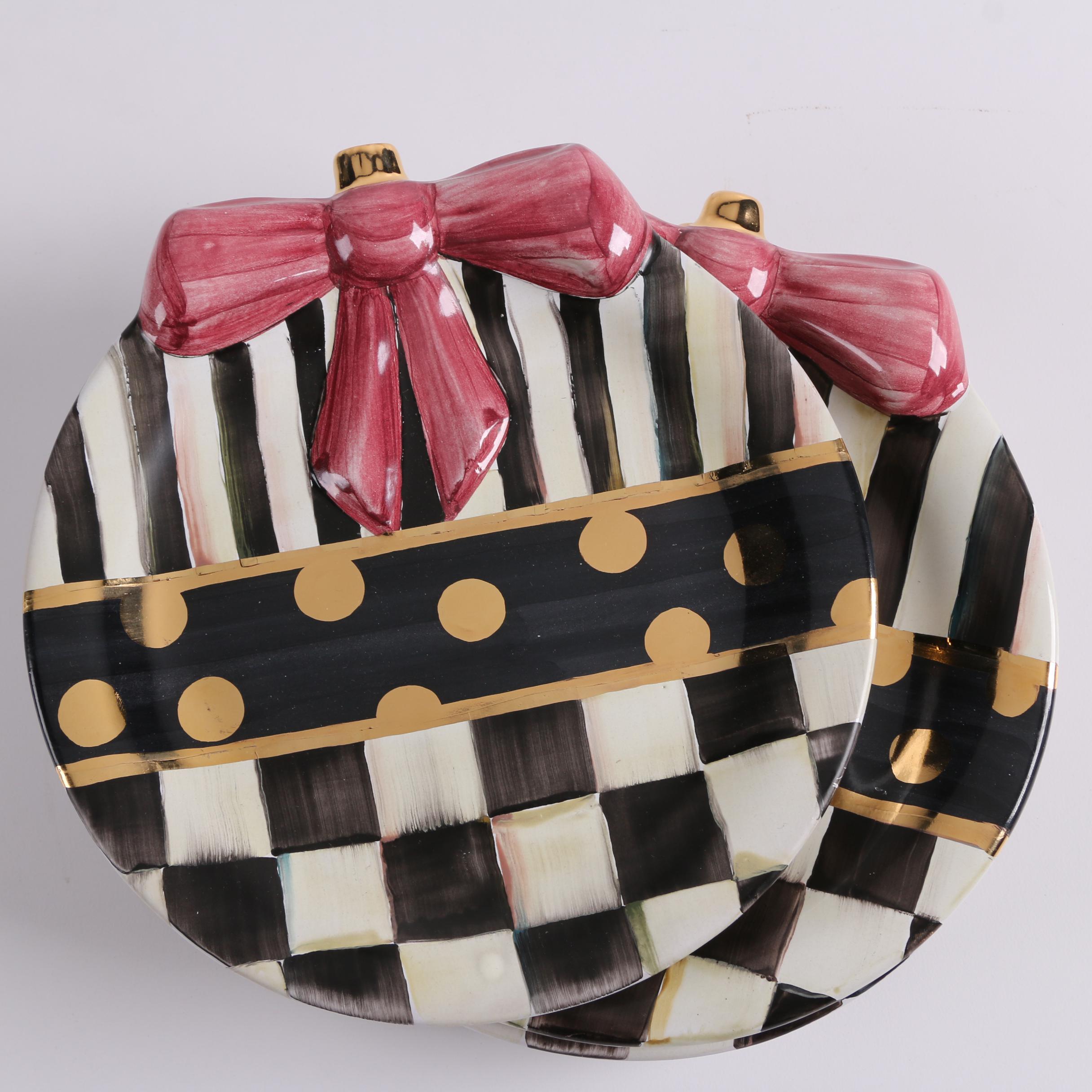 MacKenzie-Childs "Courtly Check" Plates and Owl Ornament