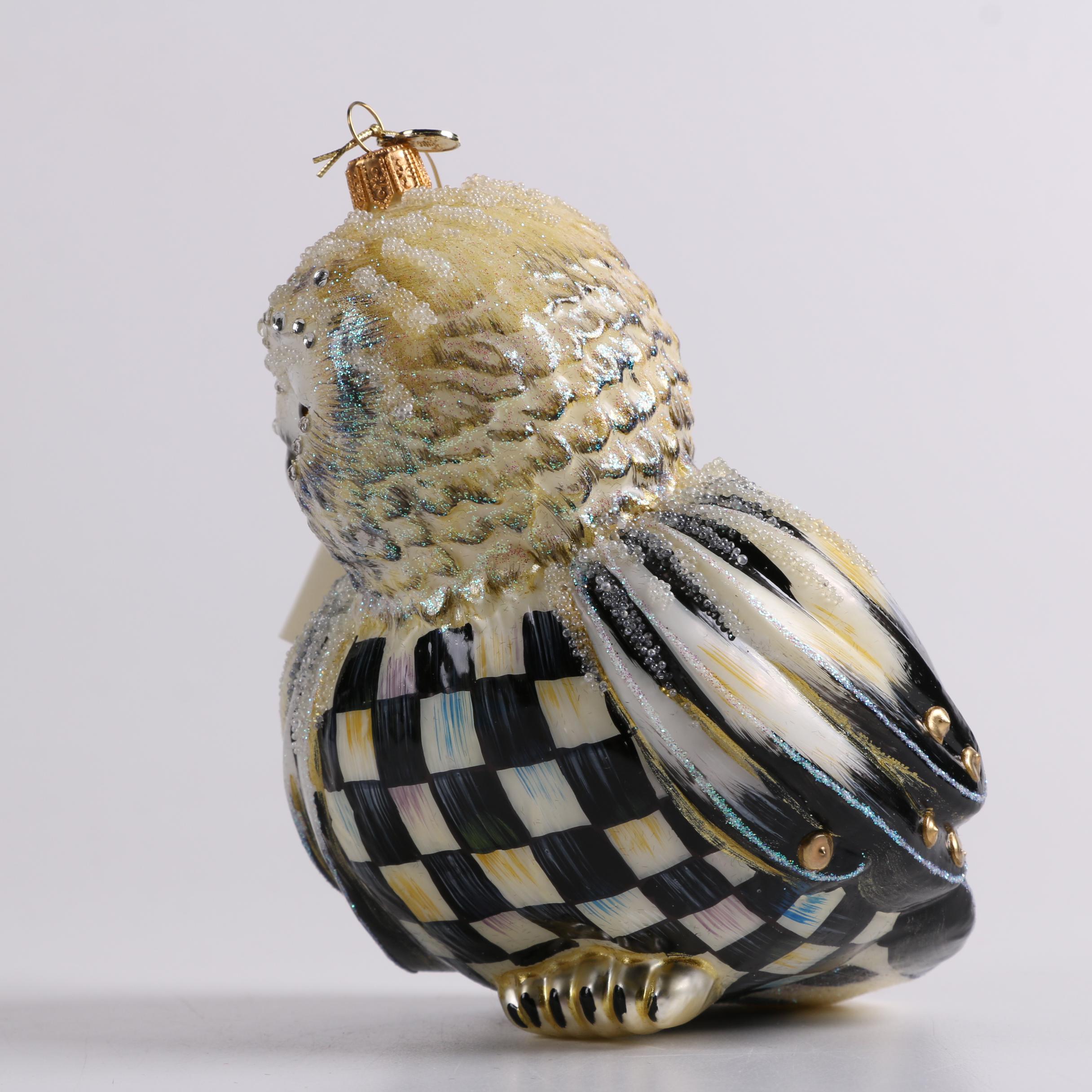 MacKenzie-Childs "Courtly Check" Plates and Owl Ornament