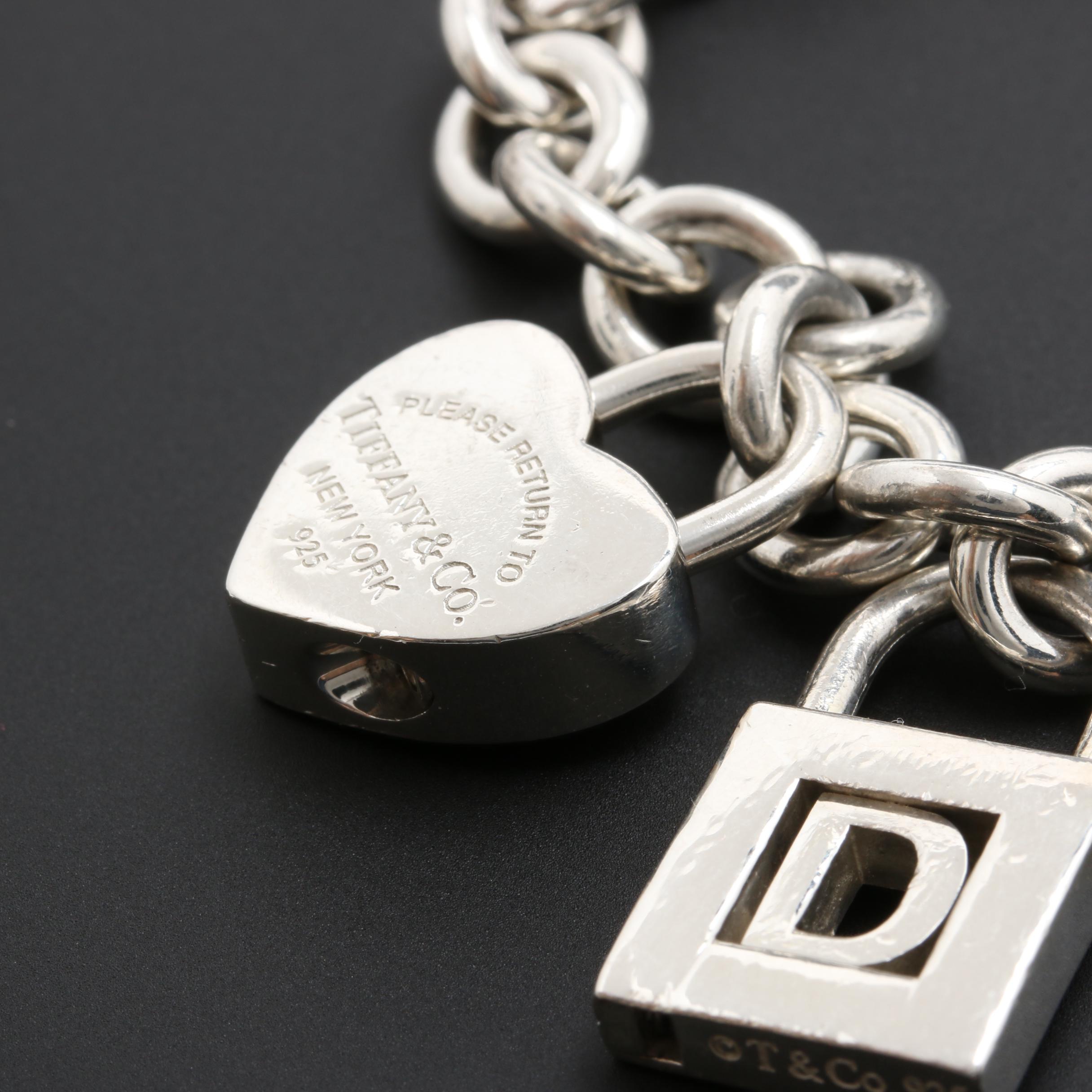 Tiffany & Co. Sterling Silver "Return to Tiffany" and "D" Lock Charm Bracelet