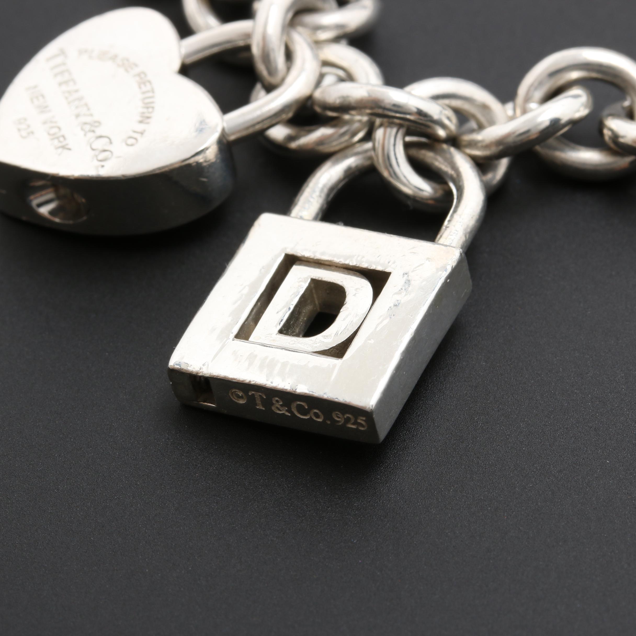 Tiffany & Co. Sterling Silver "Return to Tiffany" and "D" Lock Charm Bracelet