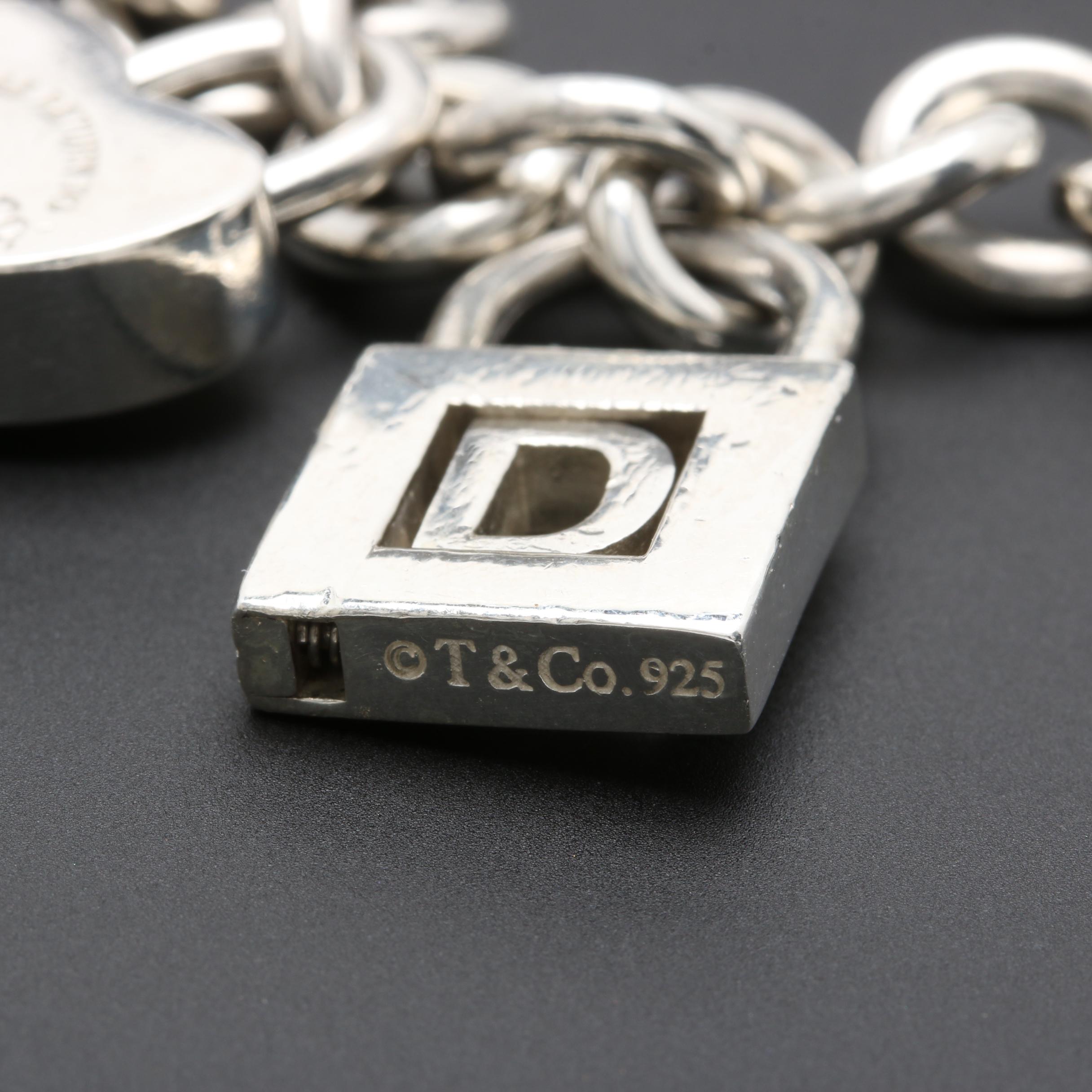 Tiffany & Co. Sterling Silver "Return to Tiffany" and "D" Lock Charm Bracelet