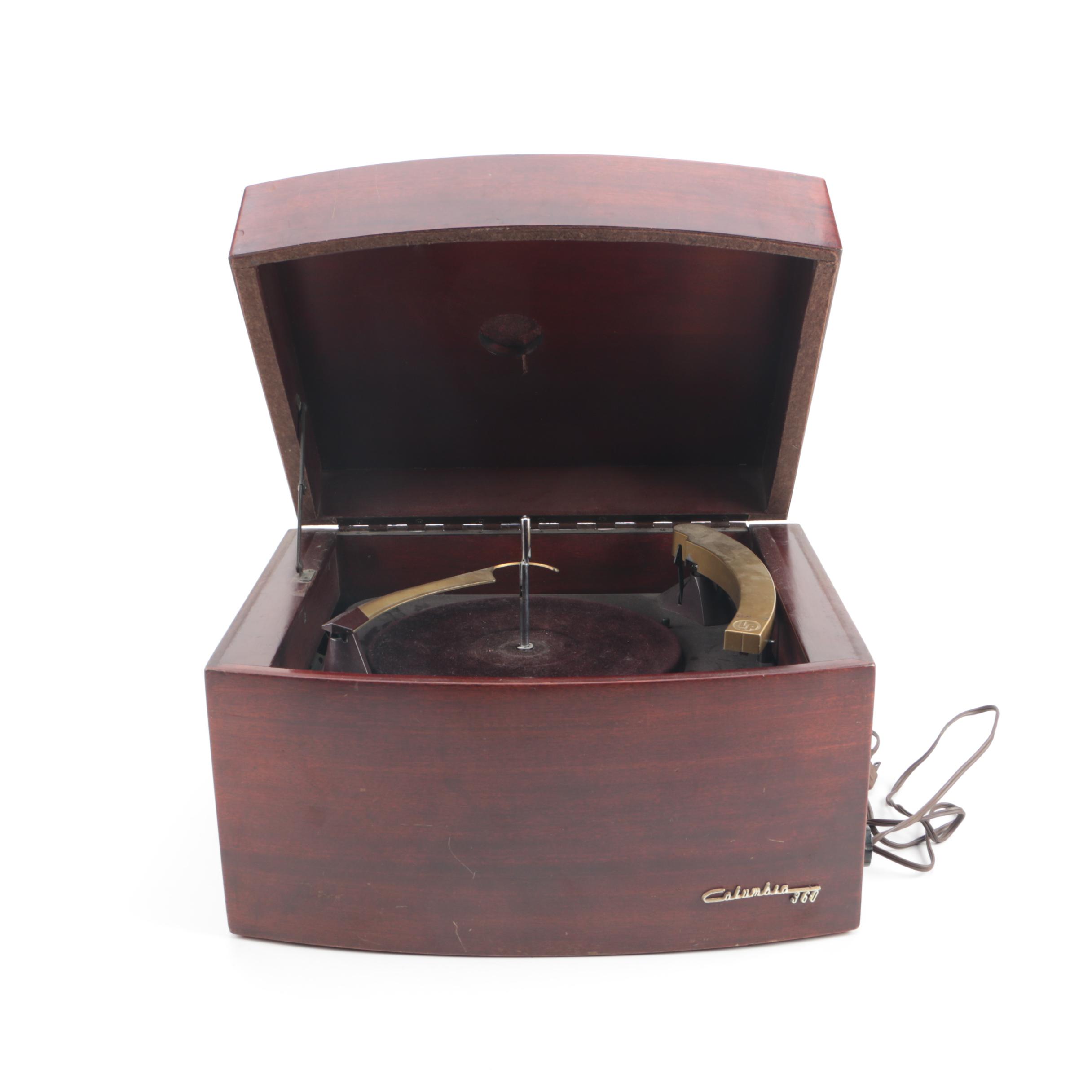 Vintage Columbia 360 Mahogany Three-Speed Mono Phonograph