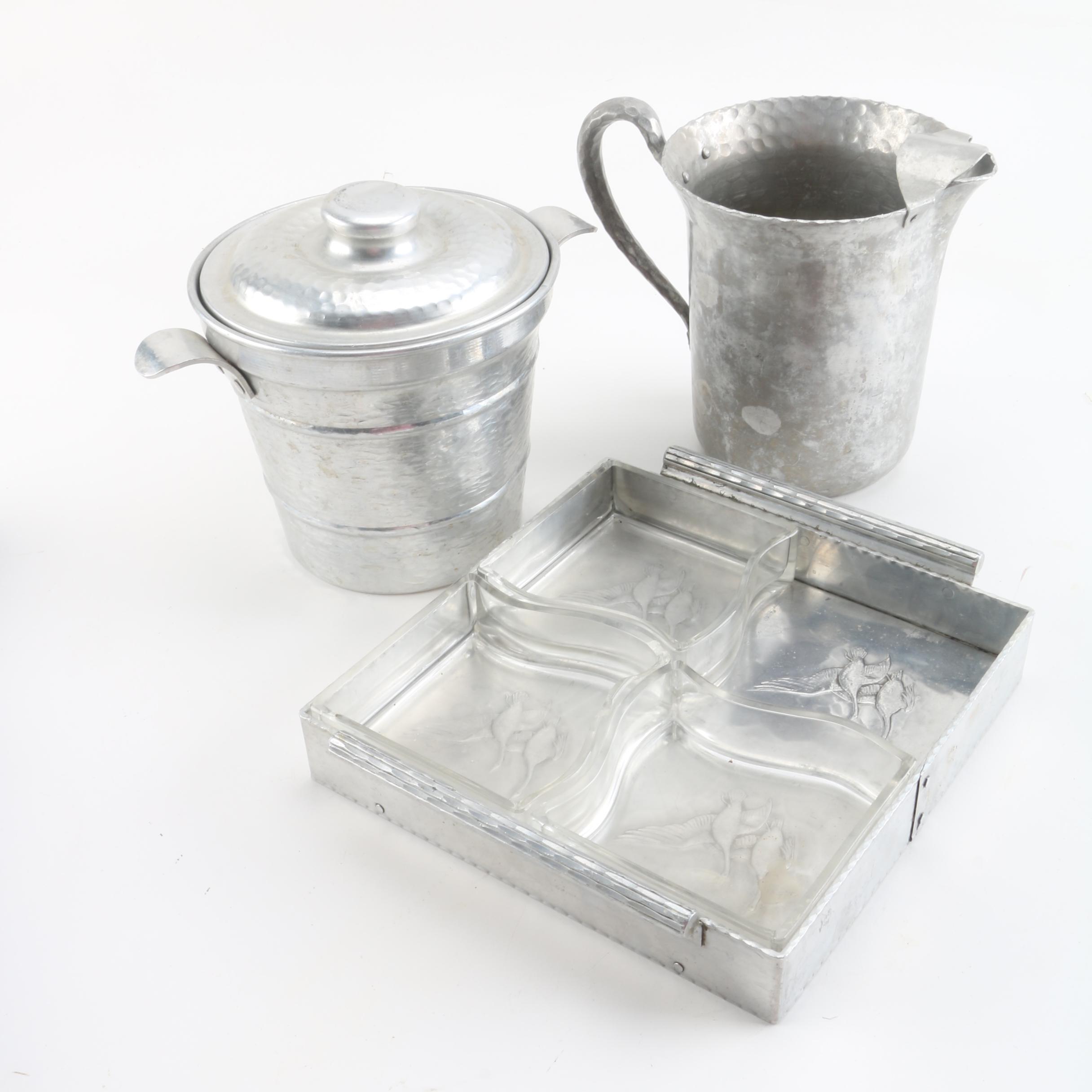 Vintage Everlast Aluminum Ice Bucket and Pitcher with Arthur Armour Tray
