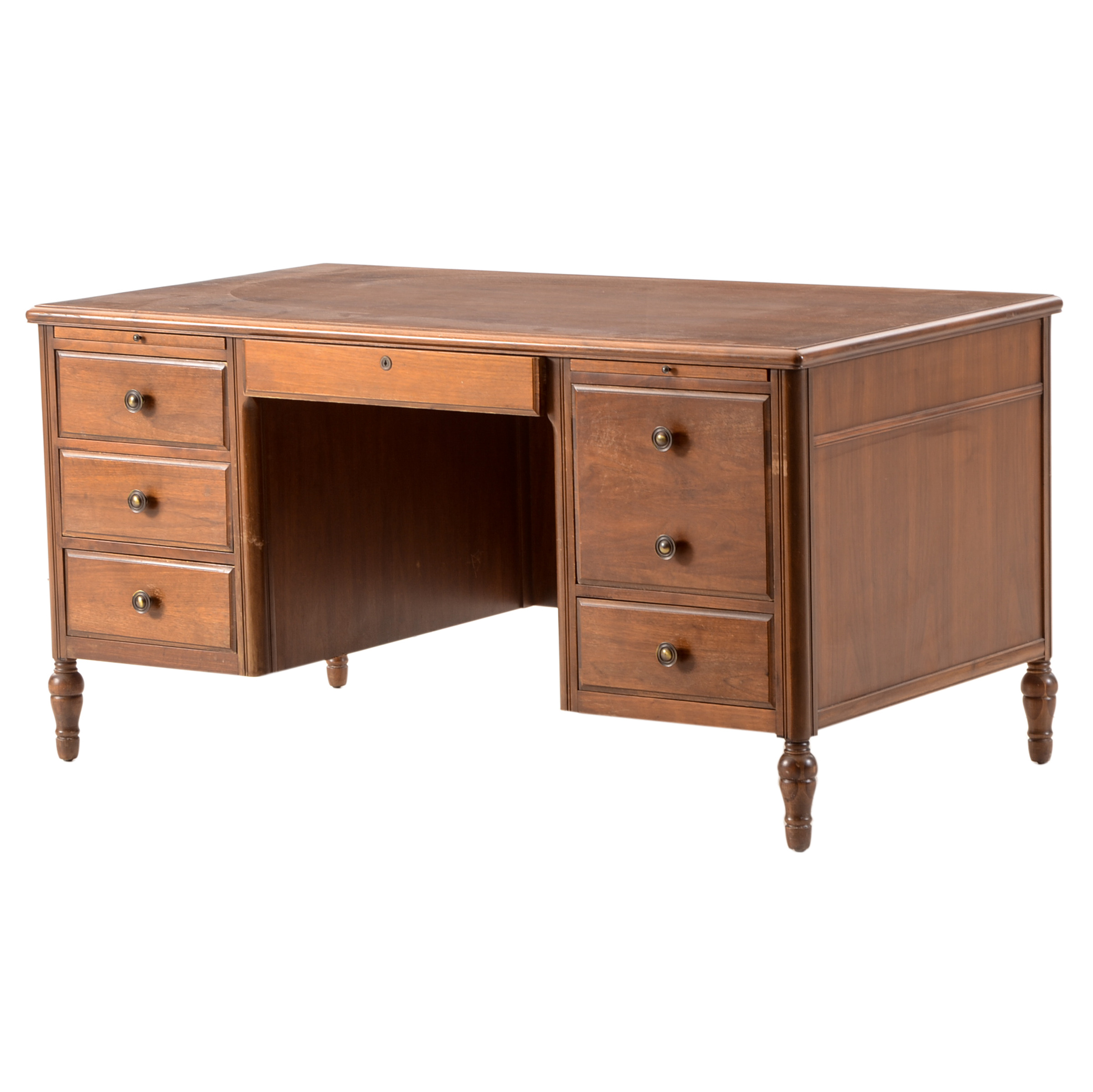 Walnut Kneehole Desk by Shelbyville Desk Company