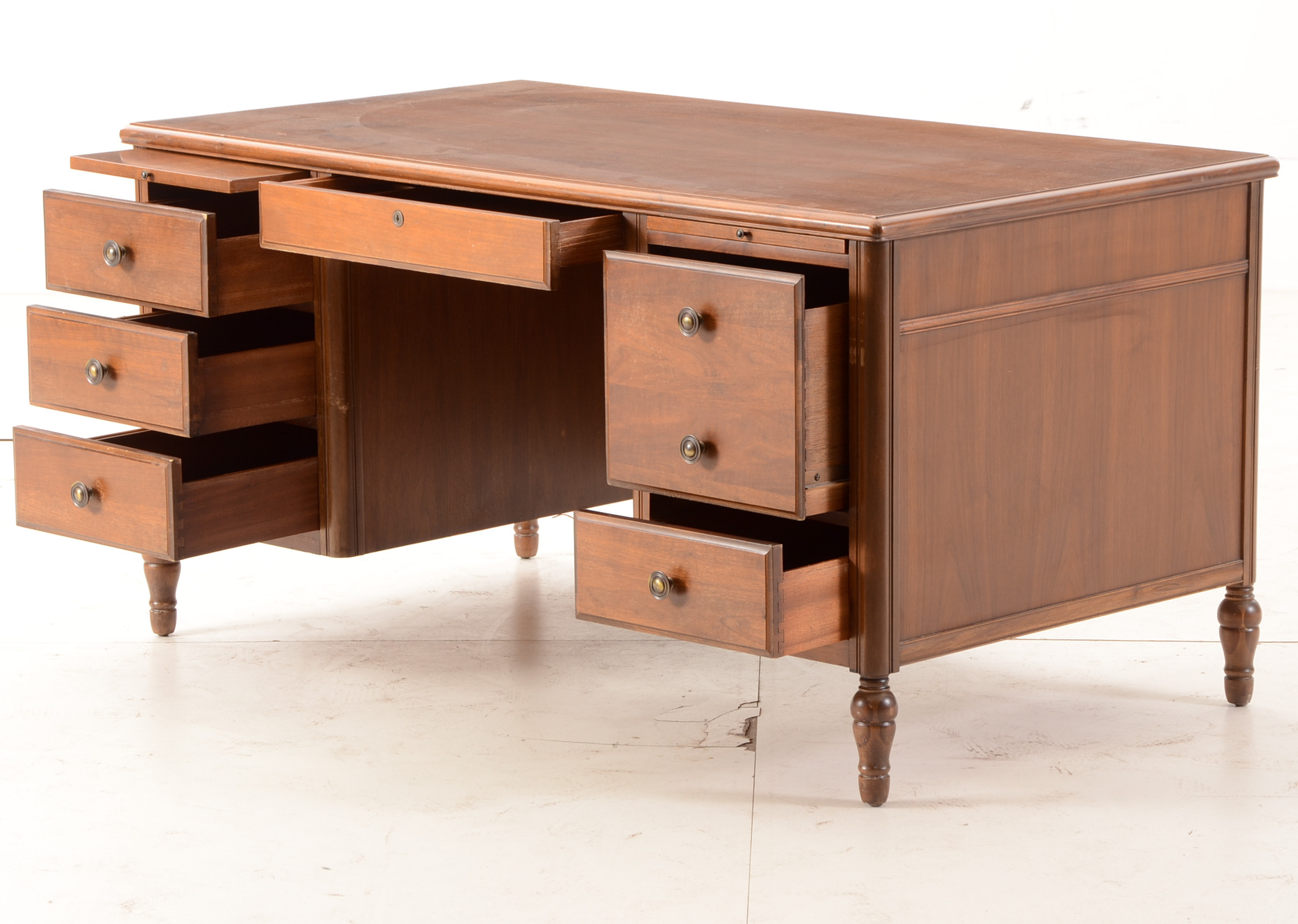 Walnut Kneehole Desk by Shelbyville Desk Company