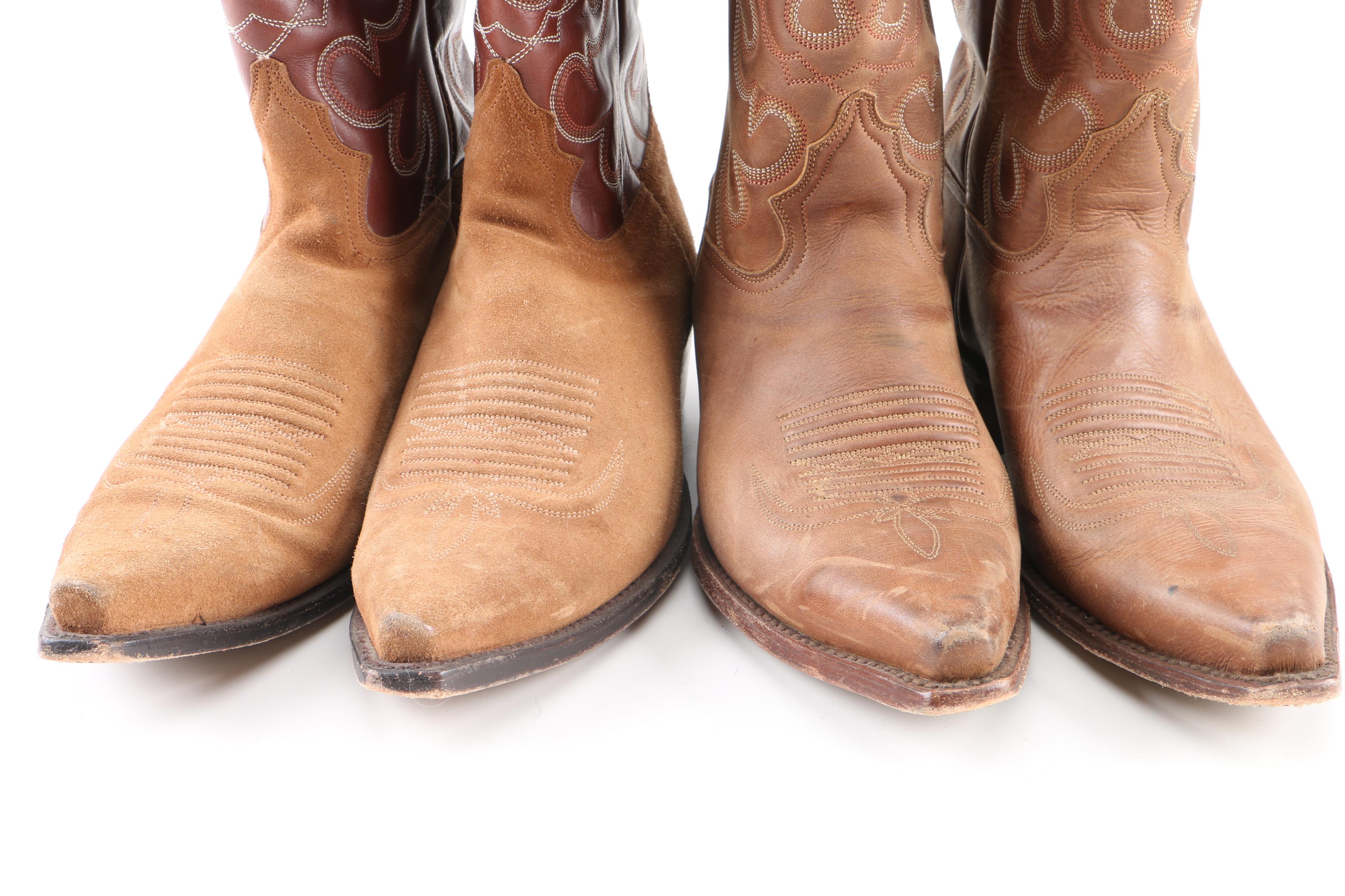 Men's Brown Leather and Suede Cowboy Boots