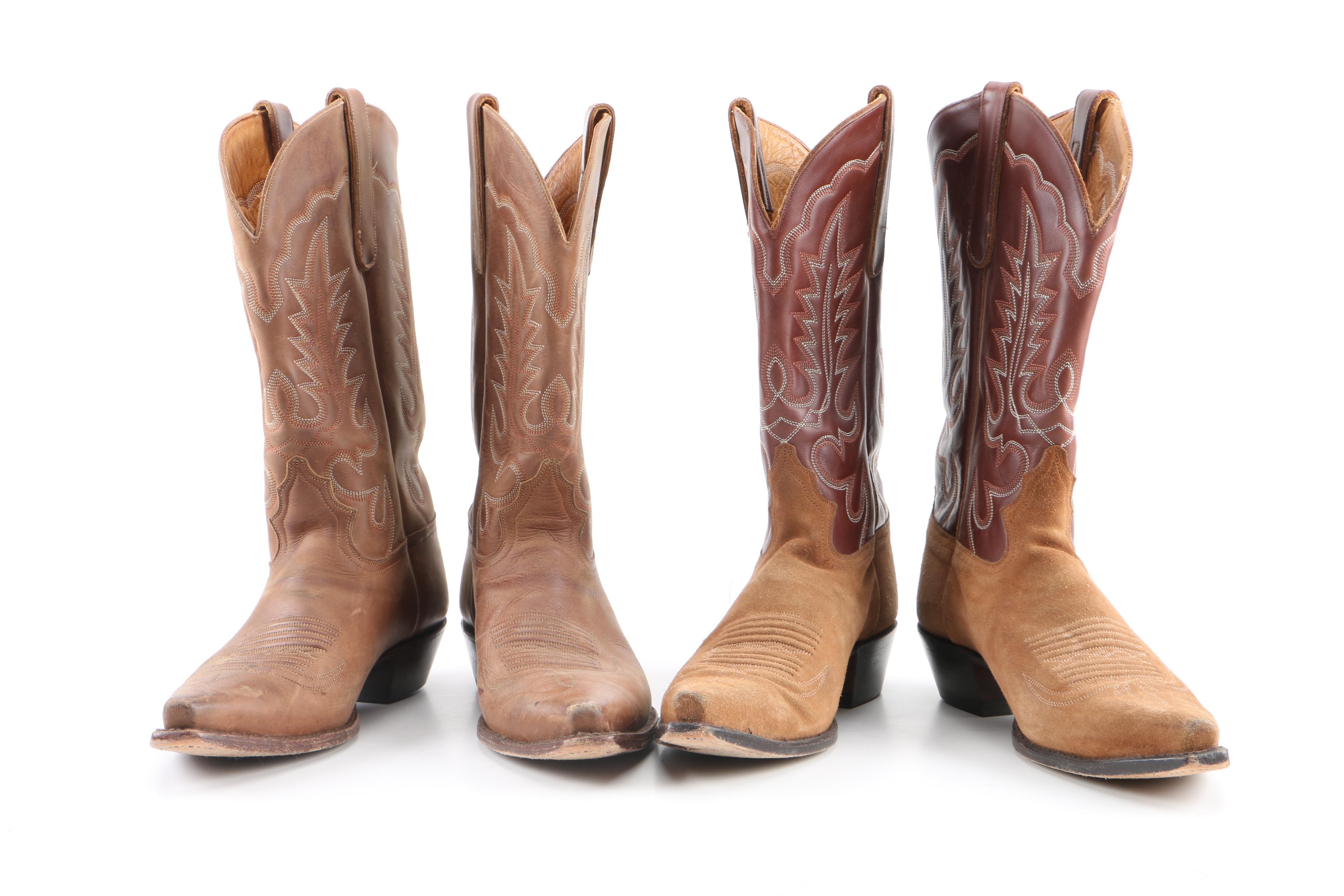 Men's Brown Leather and Suede Cowboy Boots