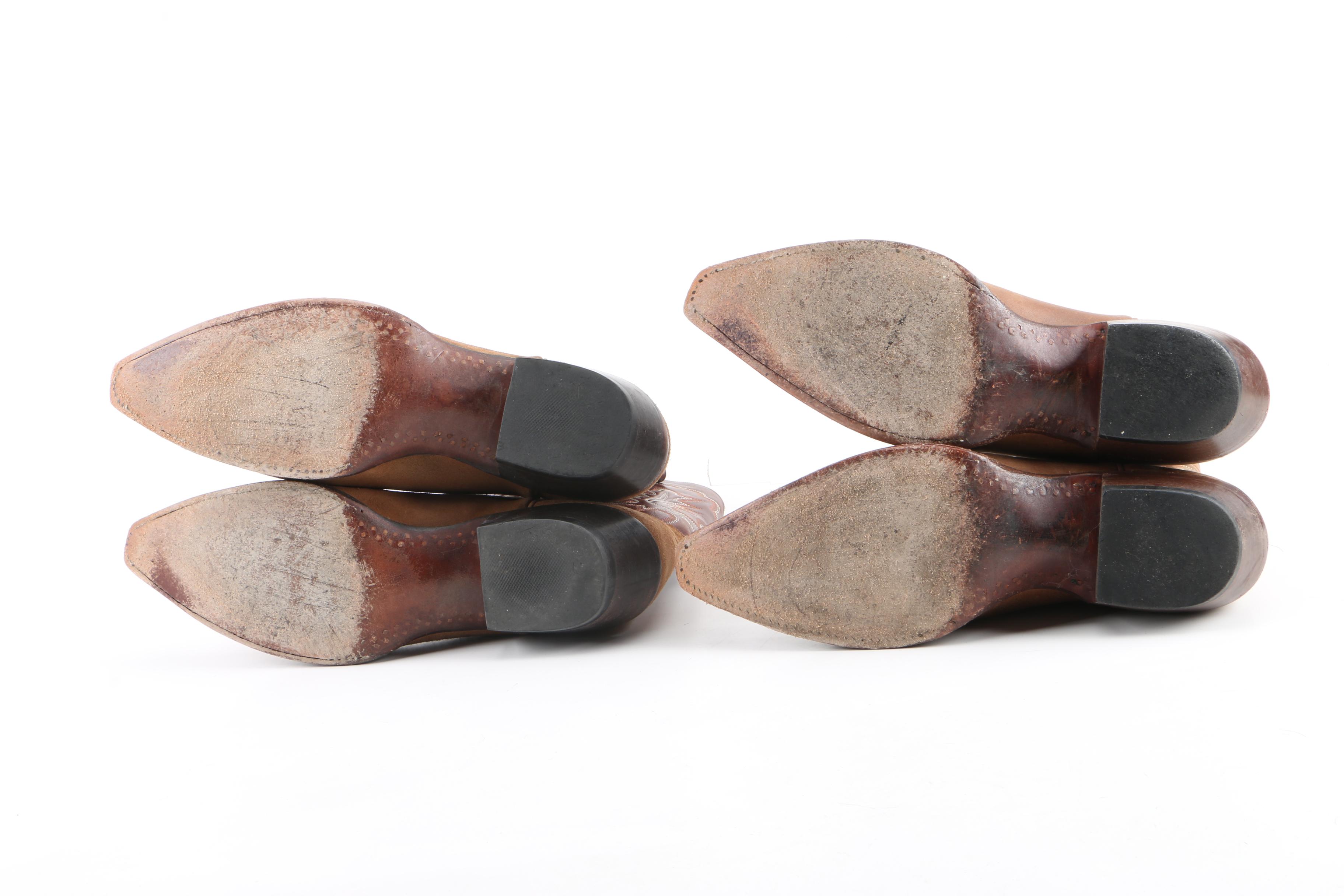 Men's Brown Leather and Suede Cowboy Boots