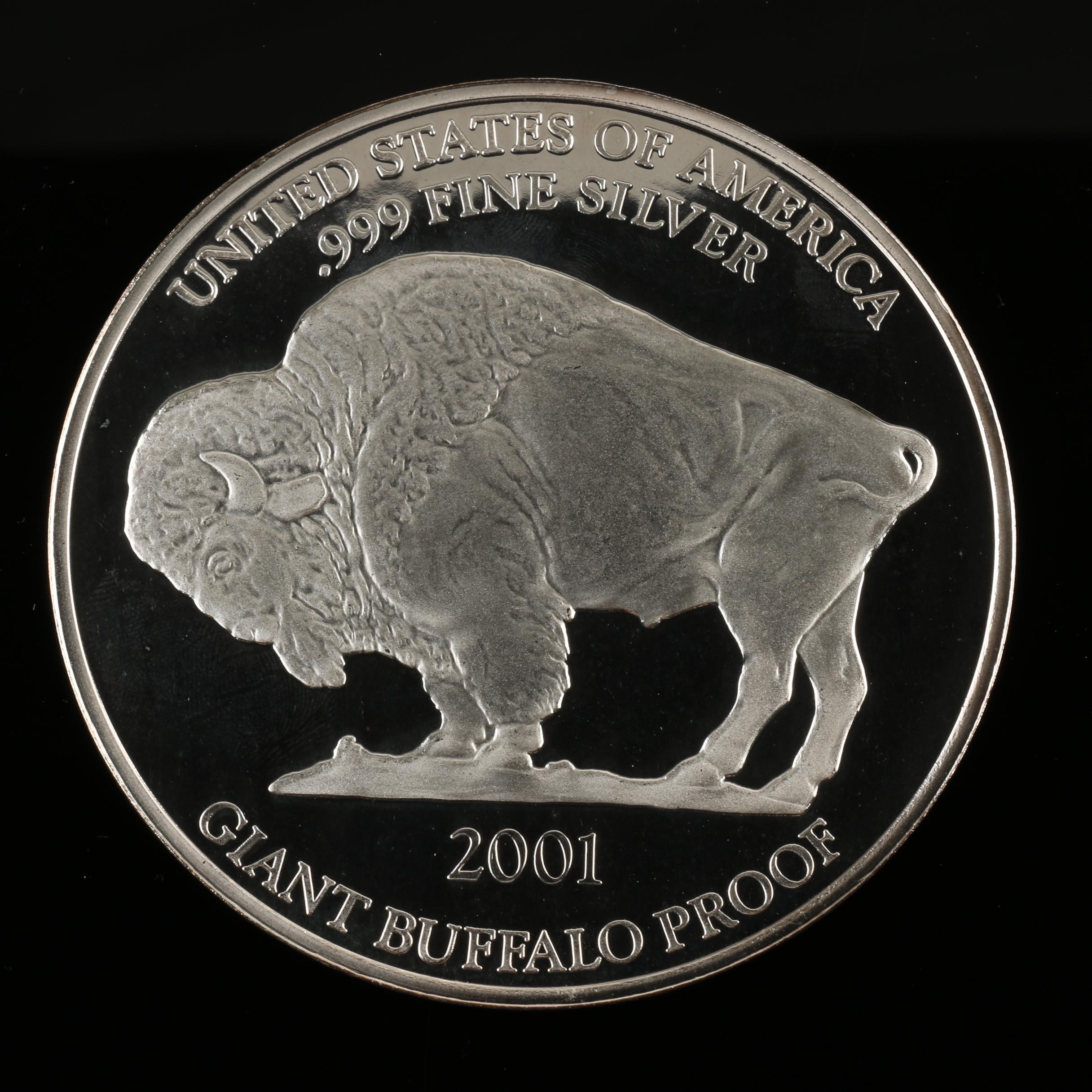 2001 Giant Buffalo Proof Replica 1 Ounce .999 Silver