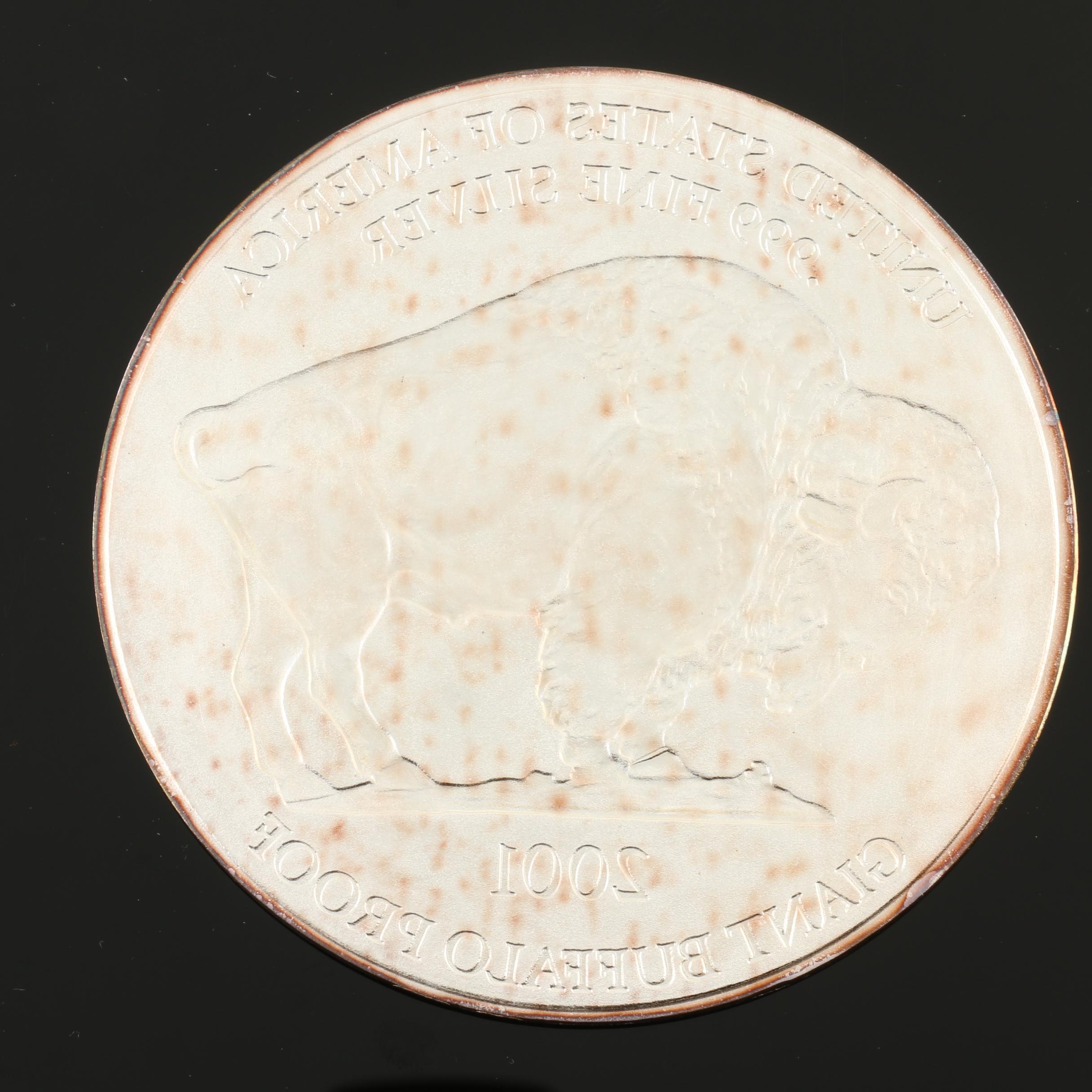 2001 Giant Buffalo Proof Replica 1 Ounce .999 Silver