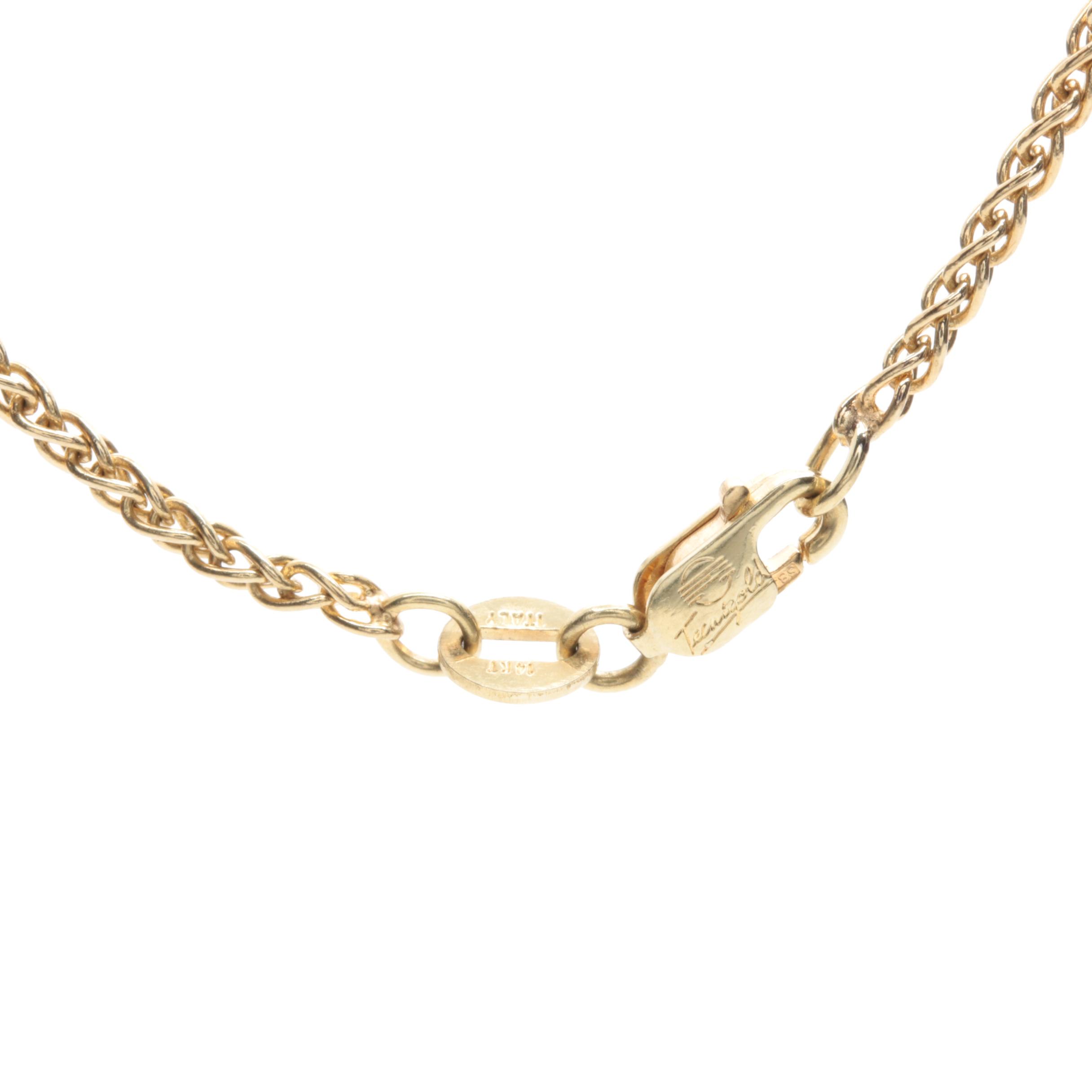 14K Yellow Gold Blue Topaz Pendant Necklace