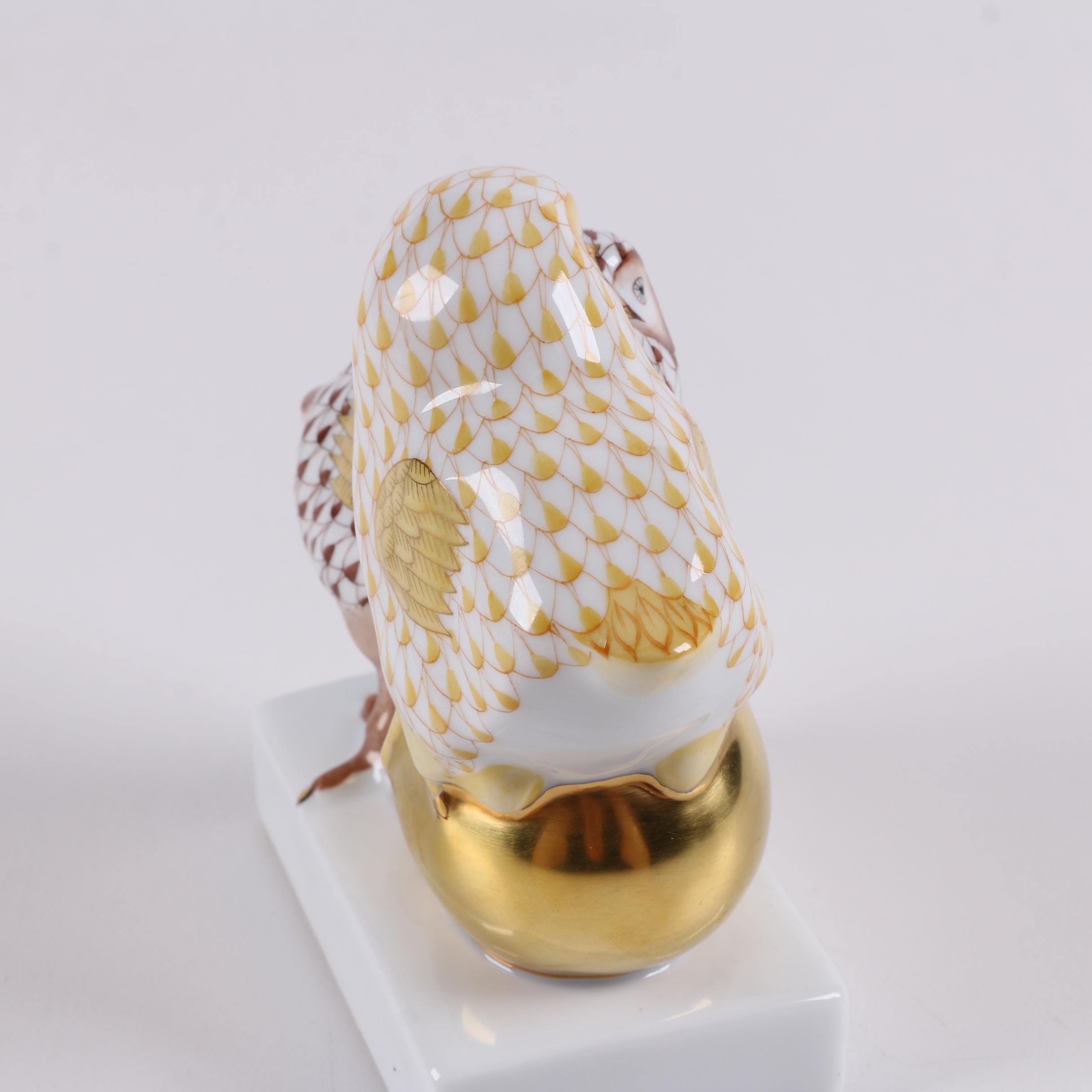 Herend Hungary Hand-Painted "Pair of Chicks on Golden Egg" Figurine