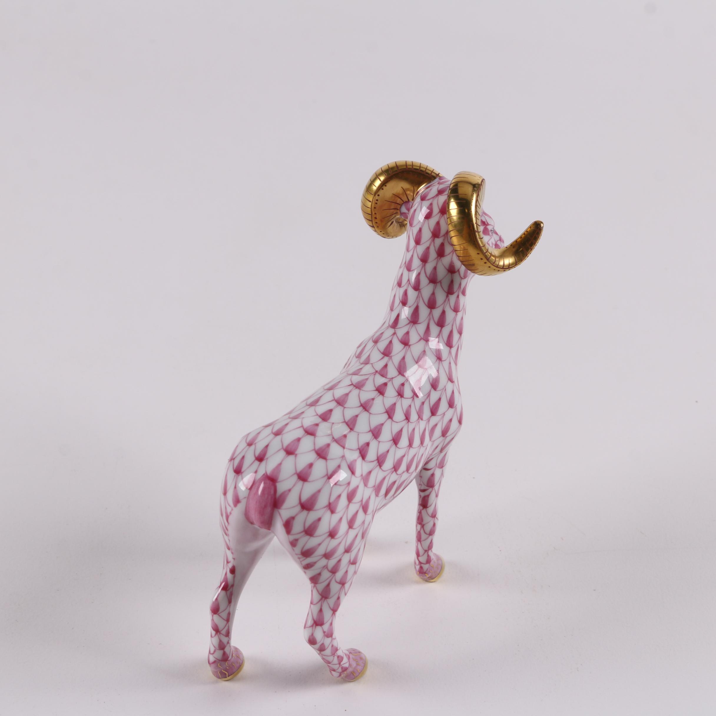 Herend Hungary Hand-Painted Porcelain "Standing Ram" Figurine