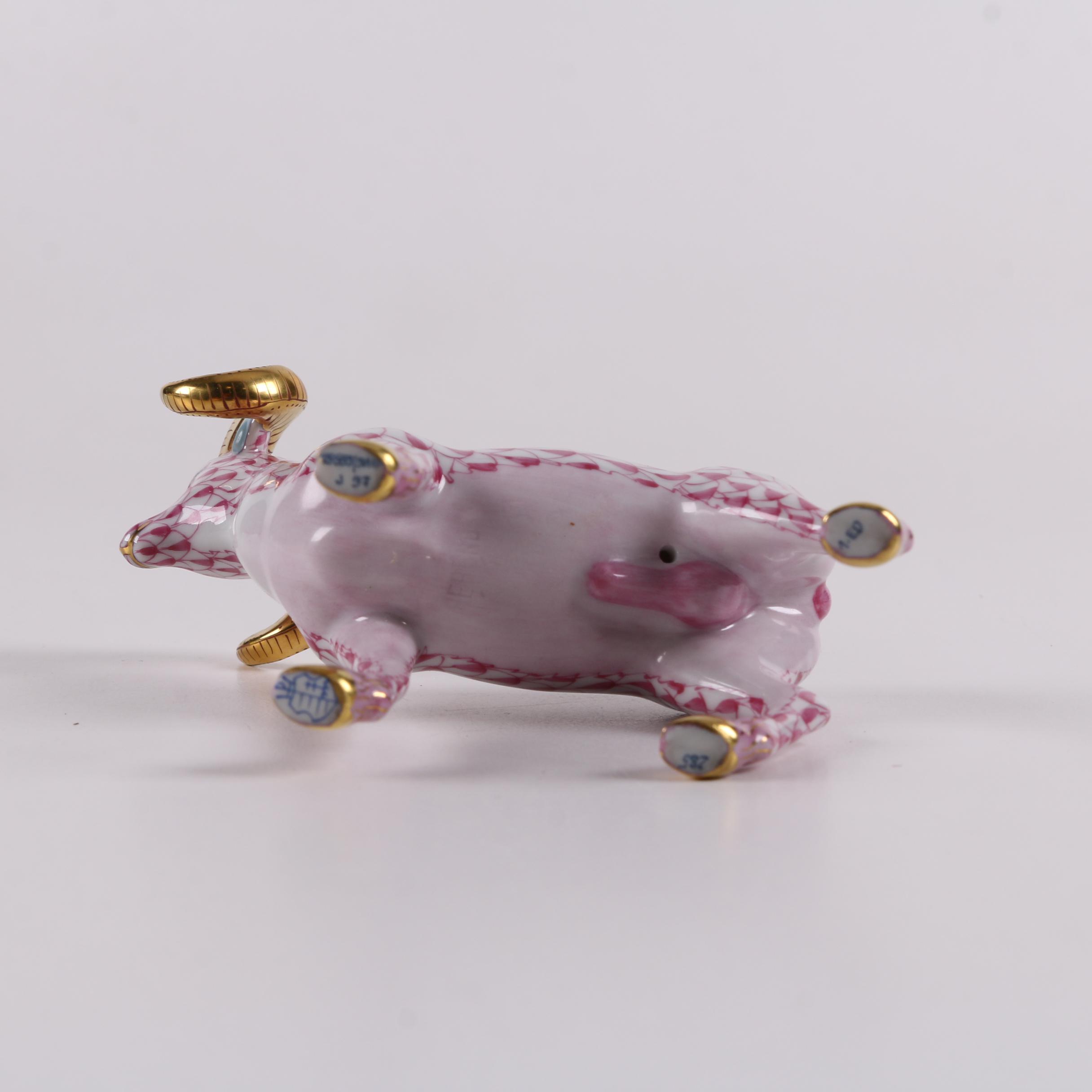 Herend Hungary Hand-Painted Porcelain "Standing Ram" Figurine