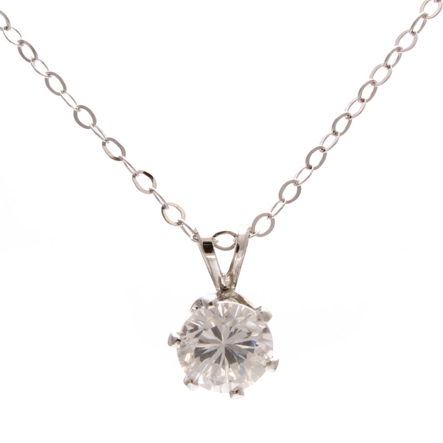 Sterling Silver Necklace with Glass Solitaire