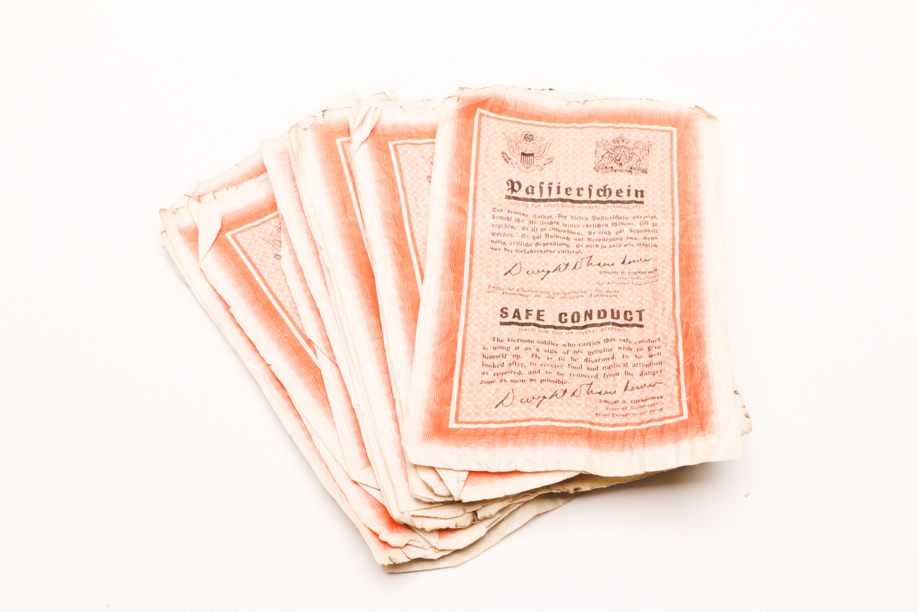 WWII and Korean War Memorabilia including Passierschein Leaflets