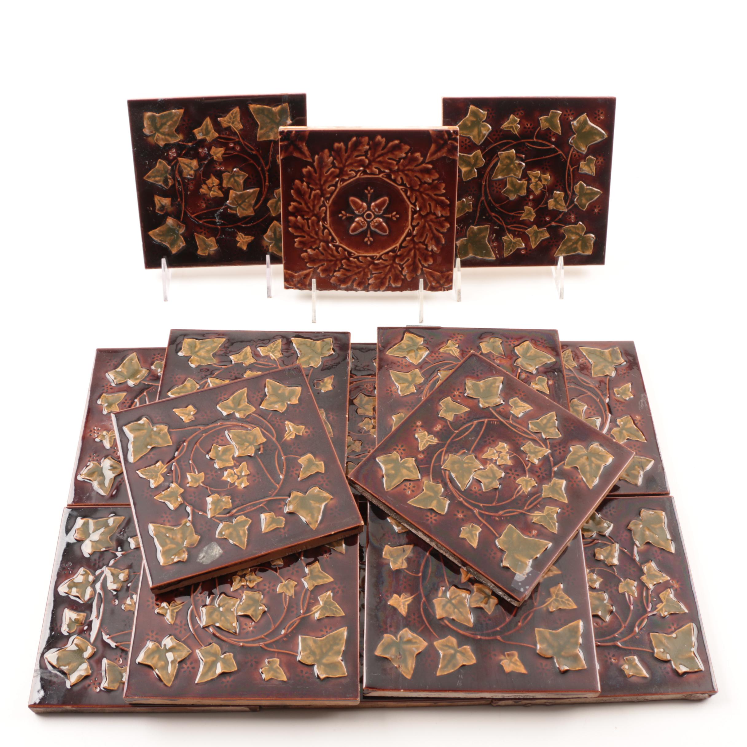 Fifteen Minton Arts and Crafts Glazed Ceramic Tiles, Late 19th Century