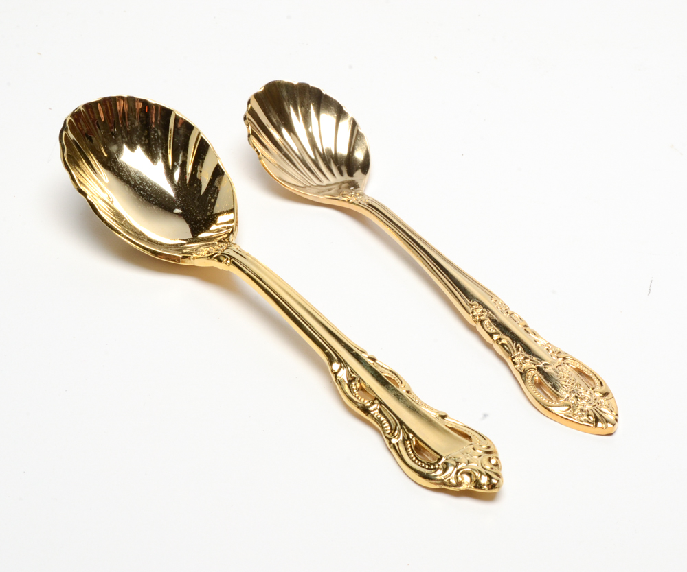 Towle "King Arthur Gold" Gold Plate Stainless Flatware Set with Other Cutlery