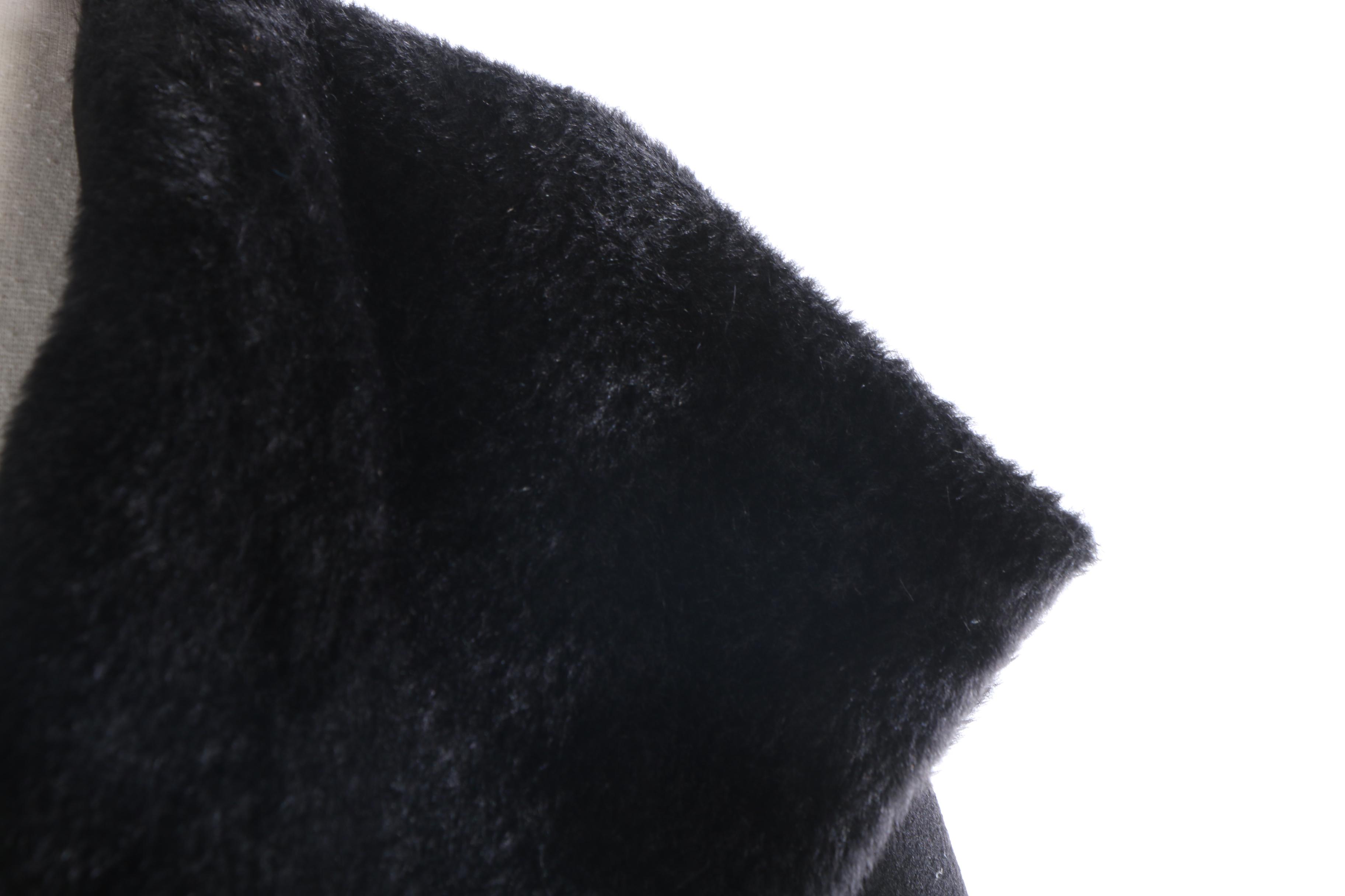 Women's Max Mara Hooded Black Wool Coat with Alpaca Trim