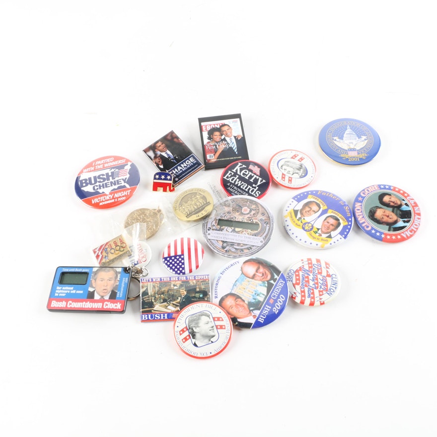 Vintage and Contemporary Presidential Pins, Campaign Buttons and More