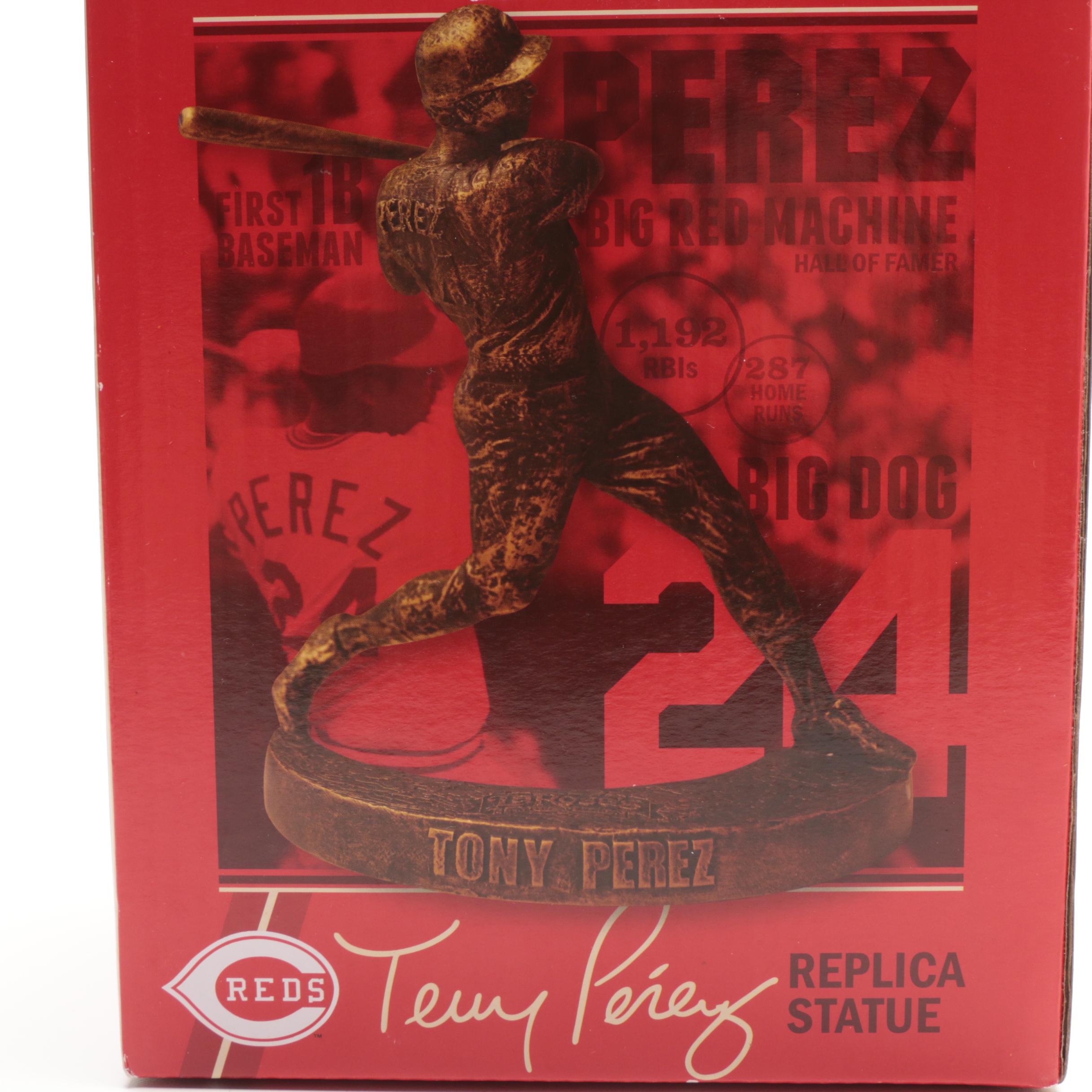 Pair 2015 Tony Perez Cincinnati Reds Hall of Fame Statues With Boxes