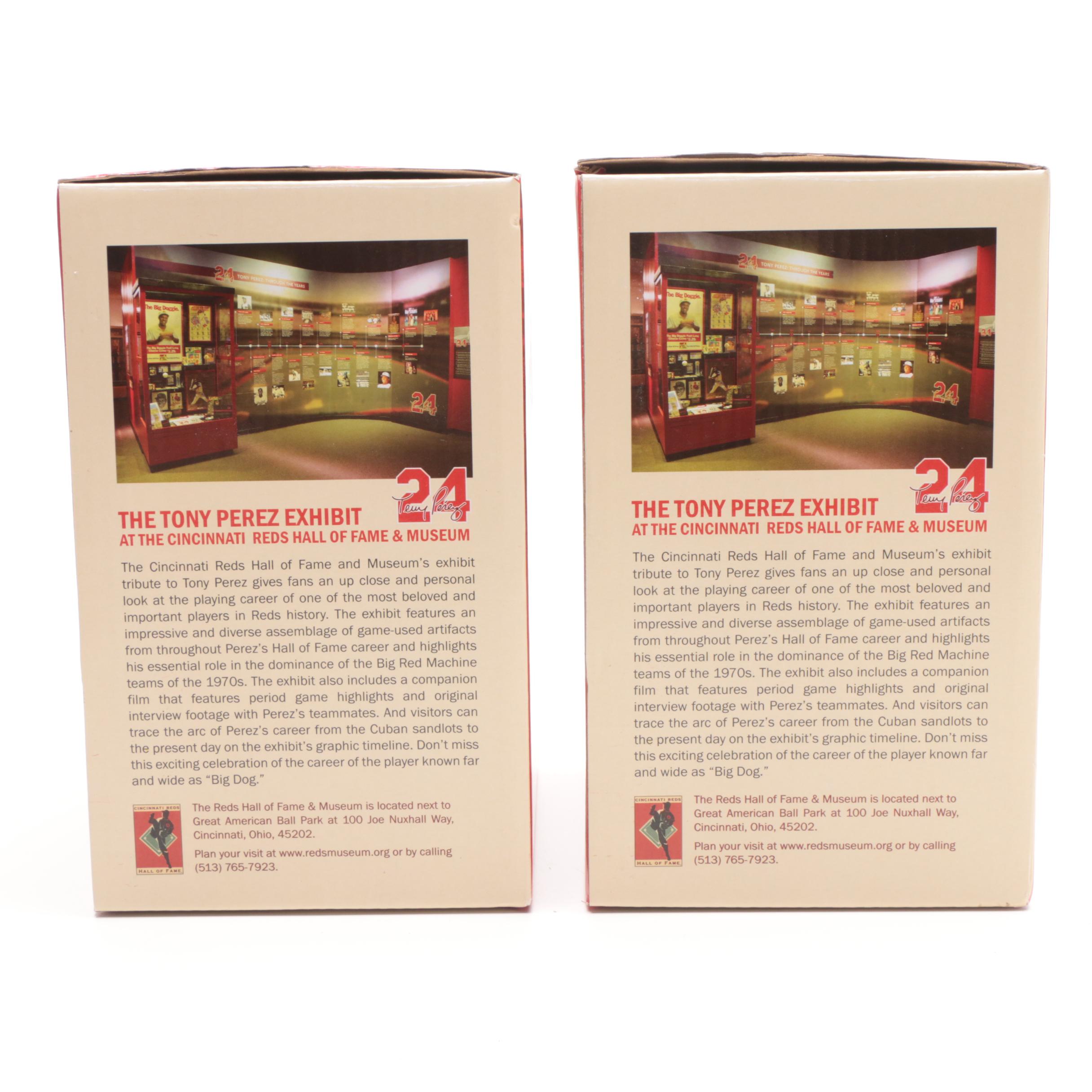 Pair 2015 Tony Perez Cincinnati Reds Hall of Fame Statues With Boxes
