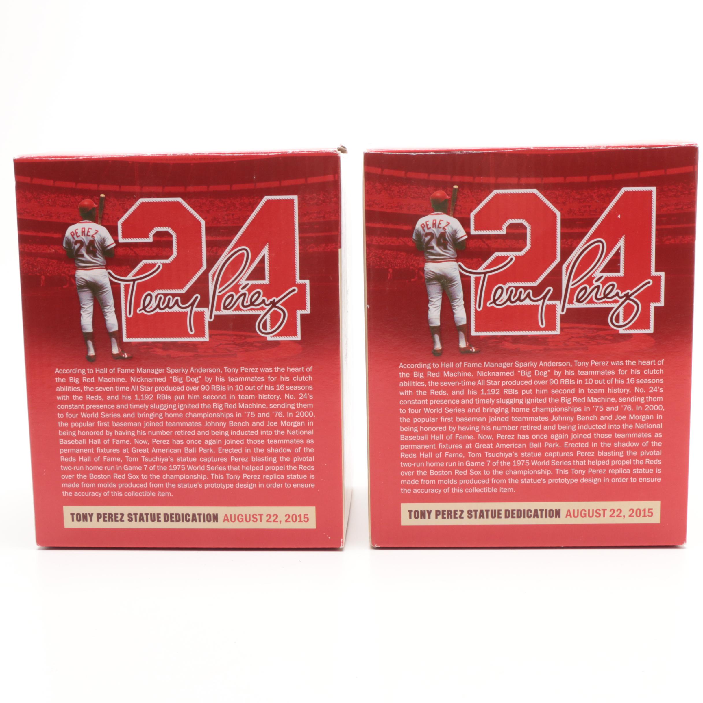 Pair 2015 Tony Perez Cincinnati Reds Hall of Fame Statues With Boxes