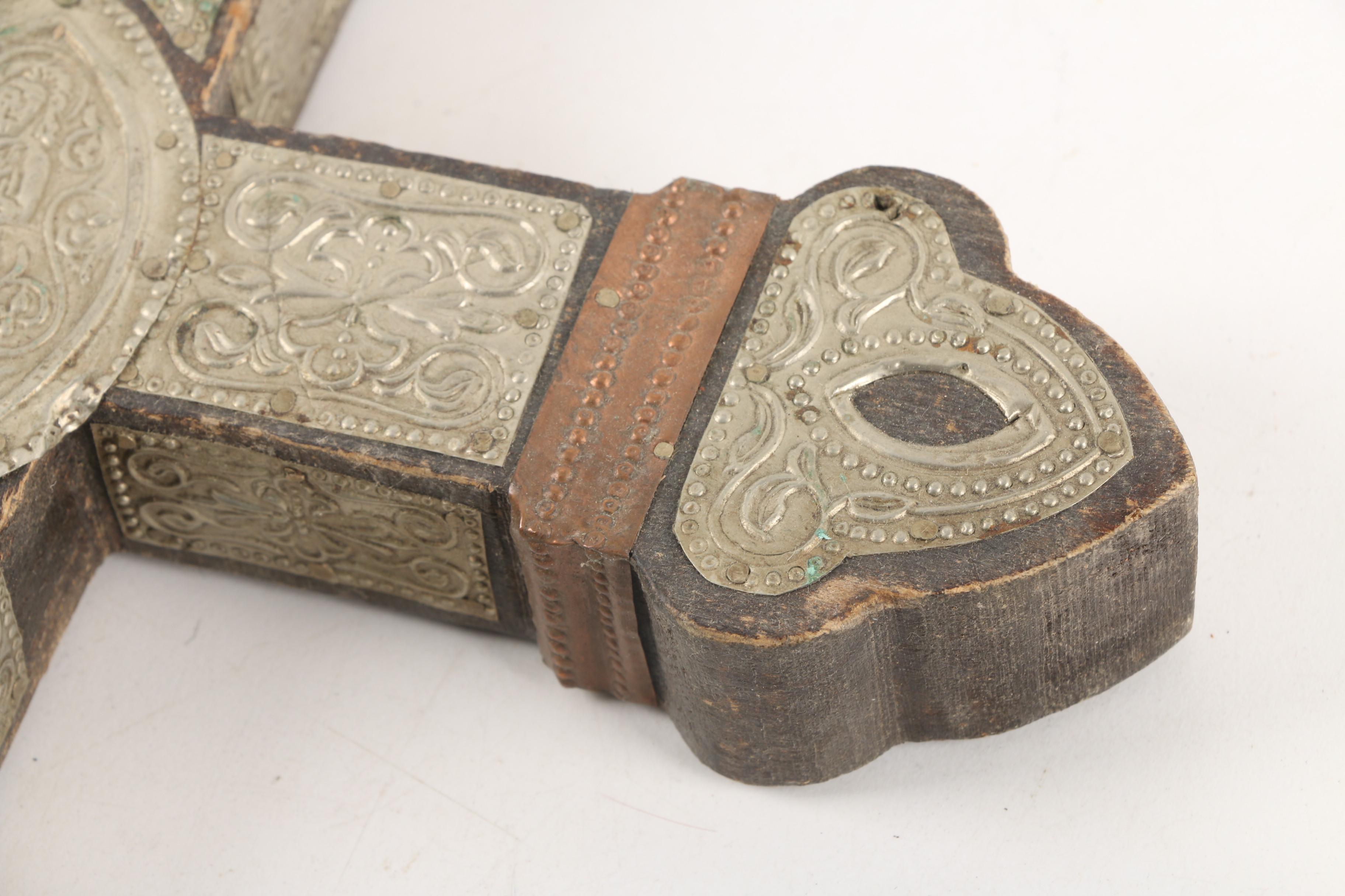 Mexican Style Folk Art Crosses with Embossed Sheet Metal Embellishments