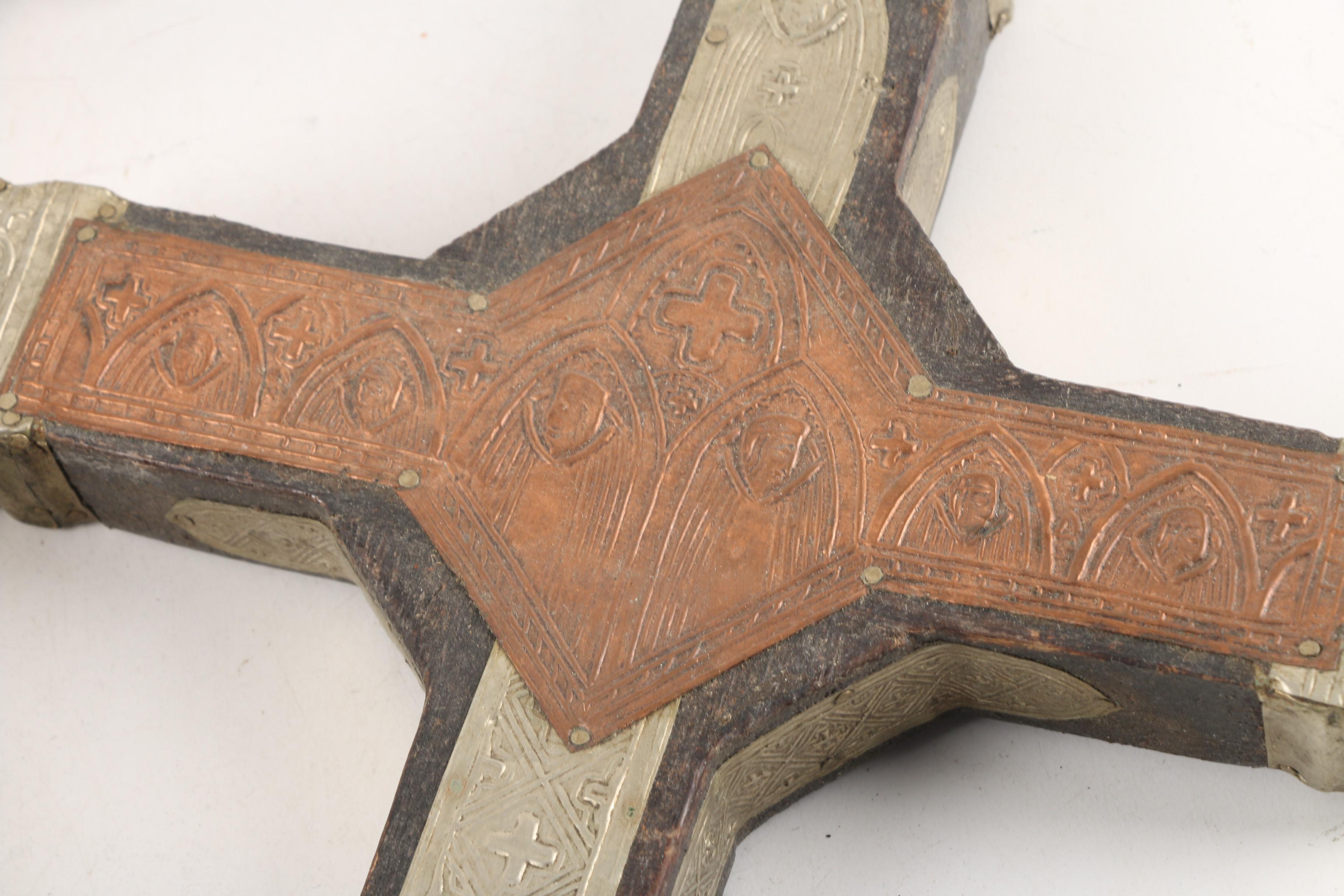 Mexican Style Folk Art Crosses with Embossed Sheet Metal Embellishments