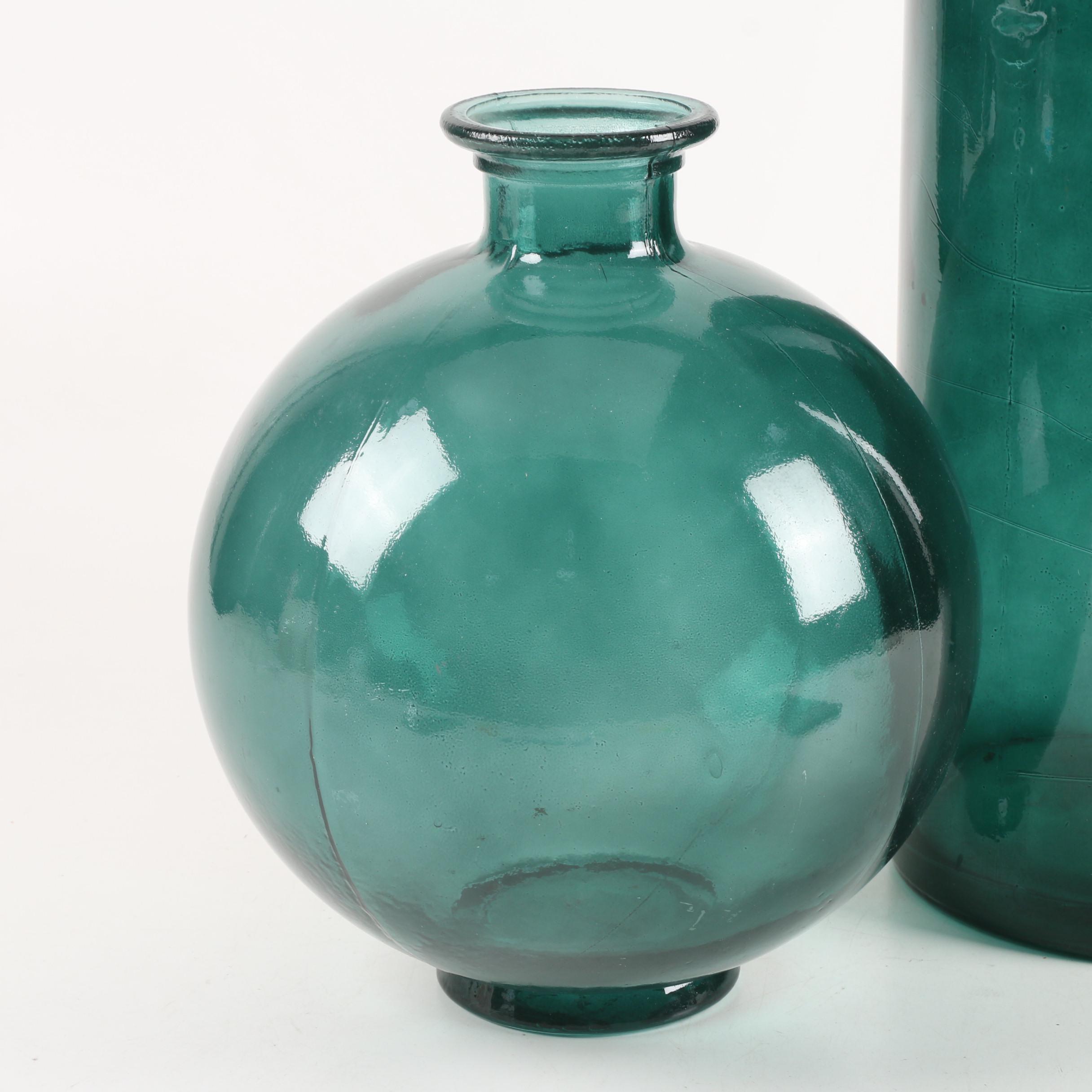Vitrocolor Recycled Glassware Green Pressed Glass Vases Made in Spain