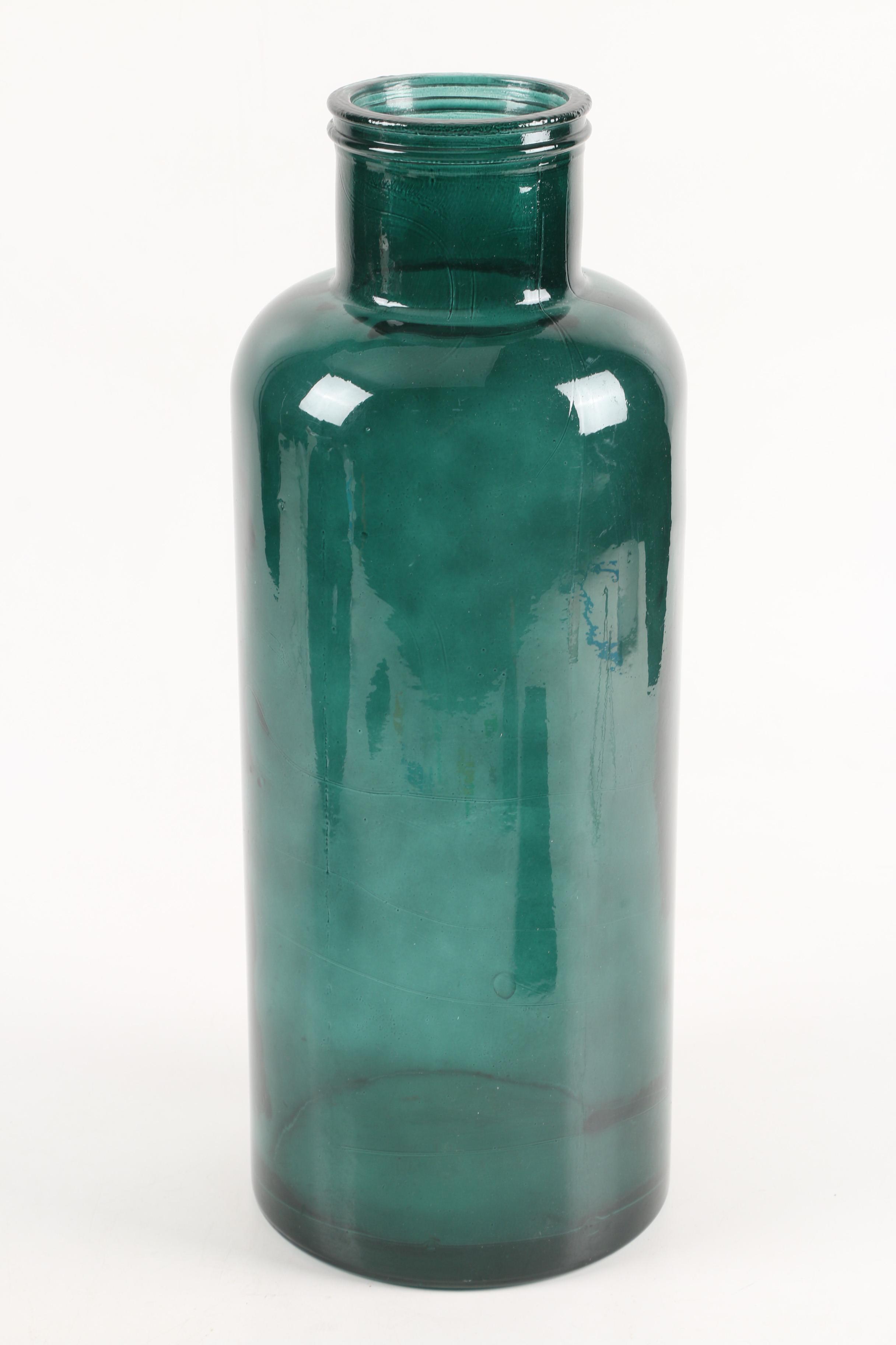 Vitrocolor Recycled Glassware Green Pressed Glass Vases Made in Spain