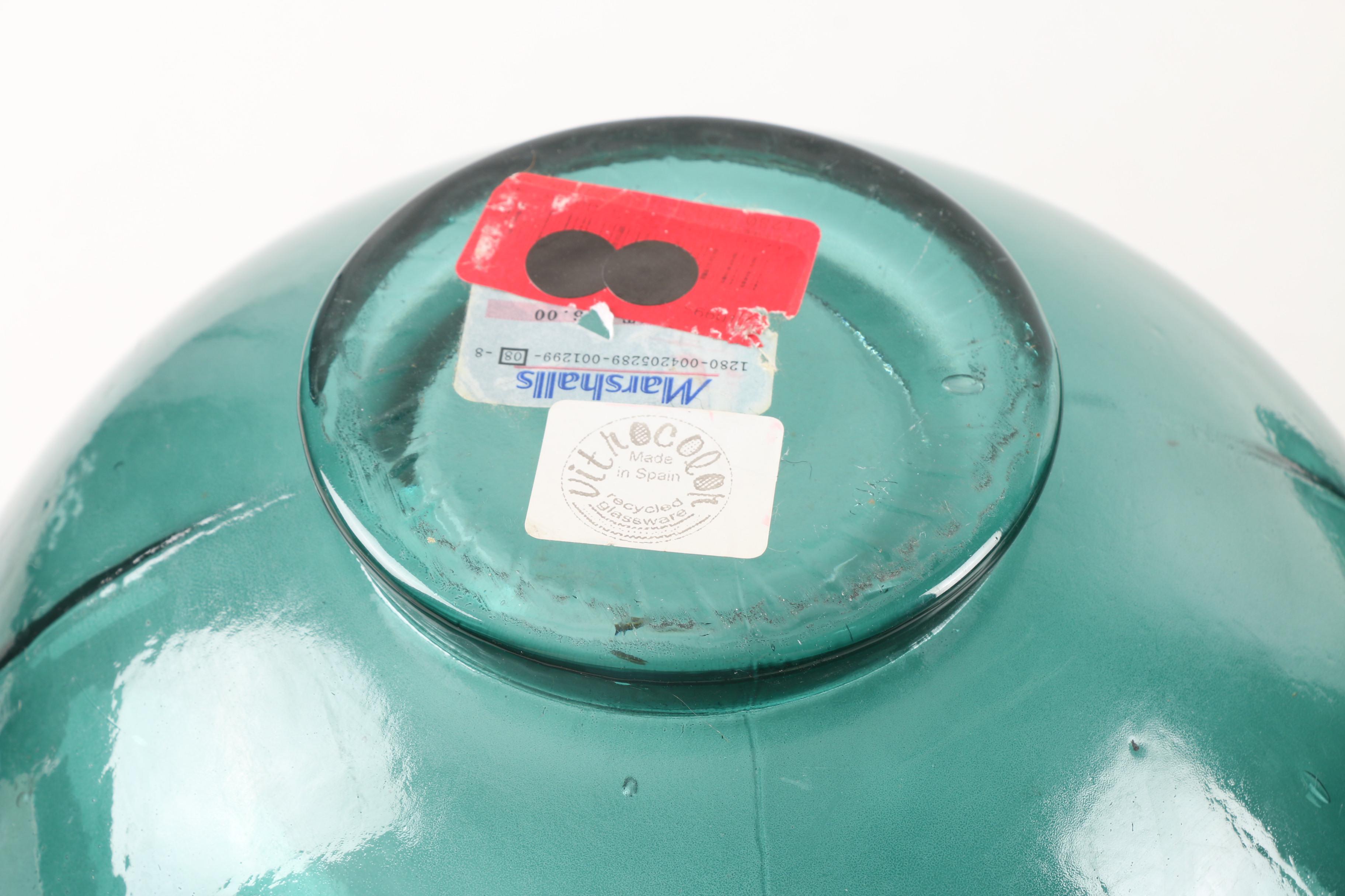 Vitrocolor Recycled Glassware Green Pressed Glass Vases Made in Spain