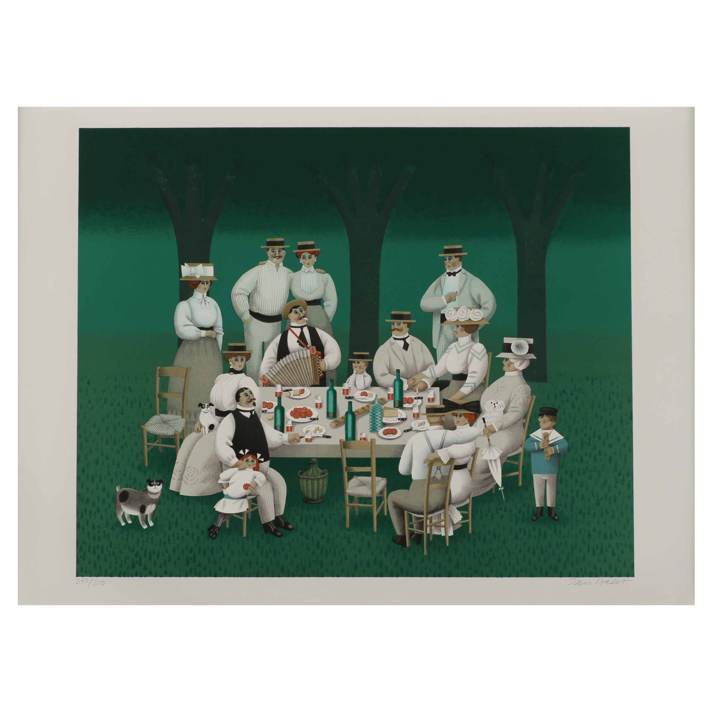 Jan Balet Lithograph "Picnic in 3/4 Time"