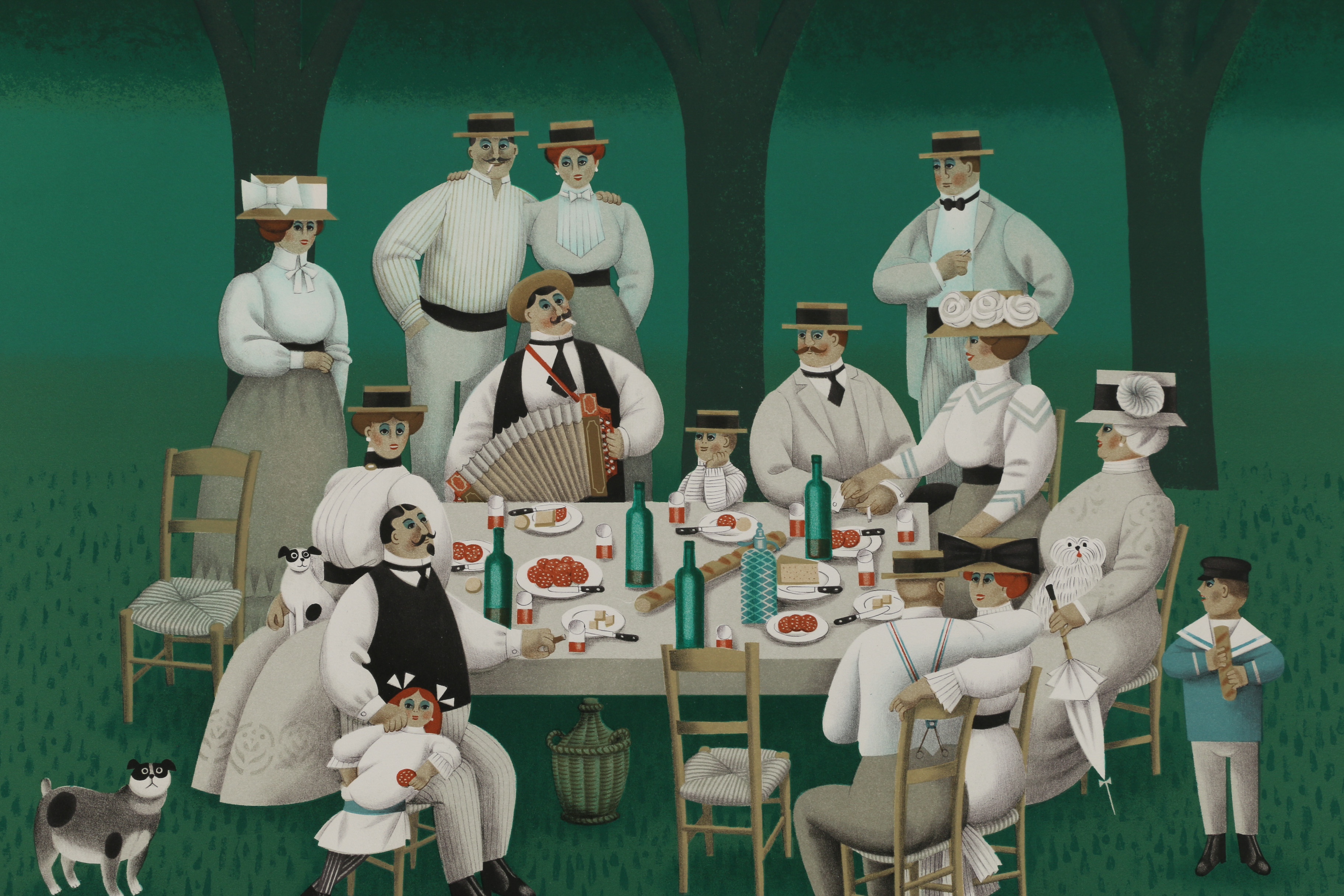 Jan Balet Lithograph "Picnic in 3/4 Time"