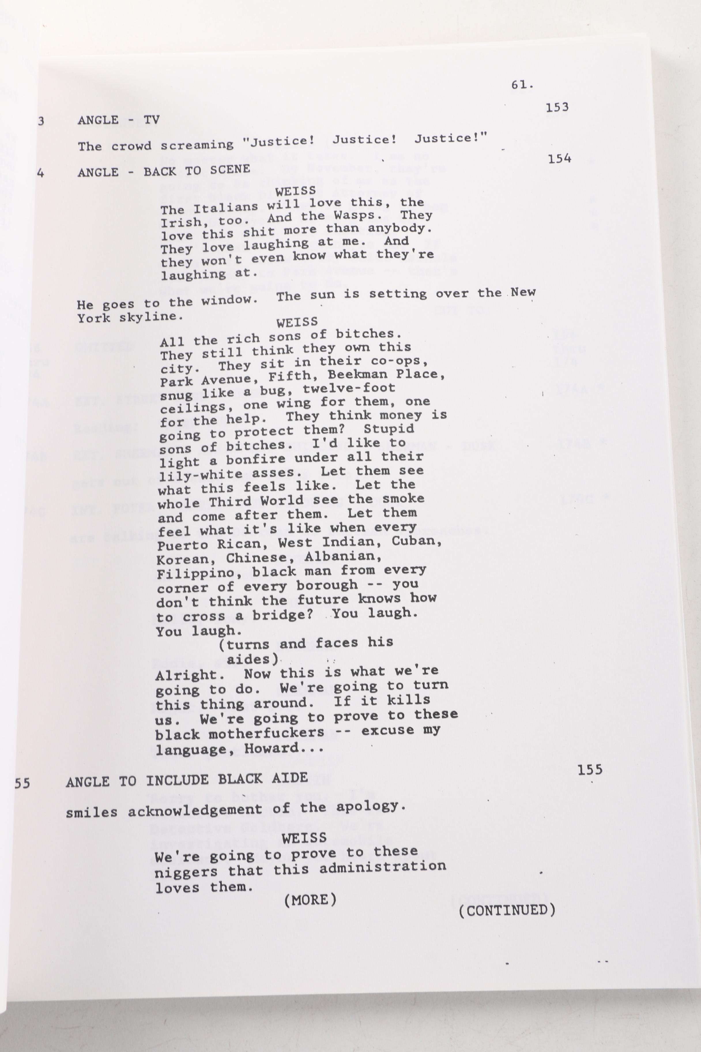 1990 "Bonfire of the Vanities" Screenplay by Michael Cristofer