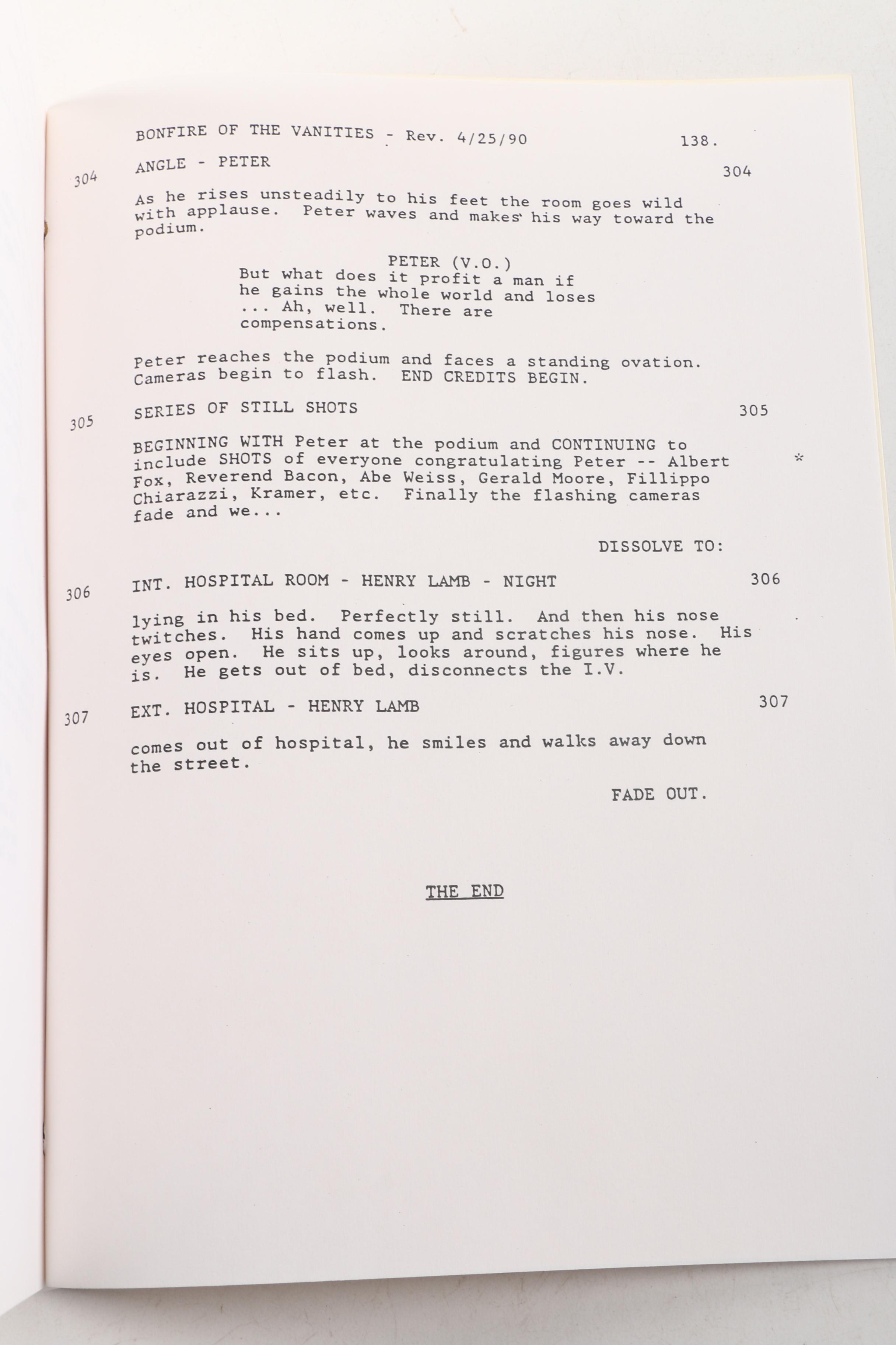 1990 "Bonfire of the Vanities" Screenplay by Michael Cristofer