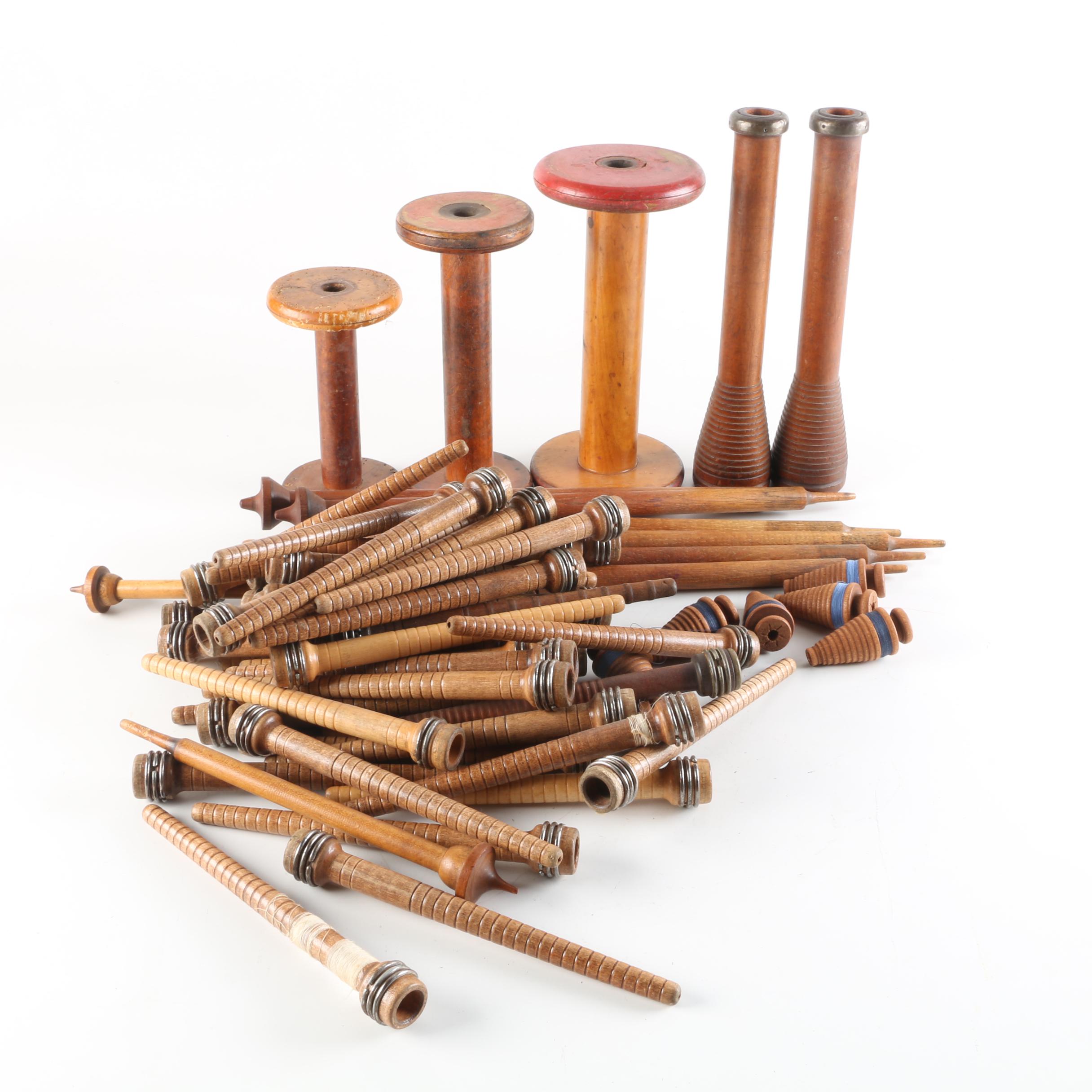 Vintage Wooden Spindles and Spools