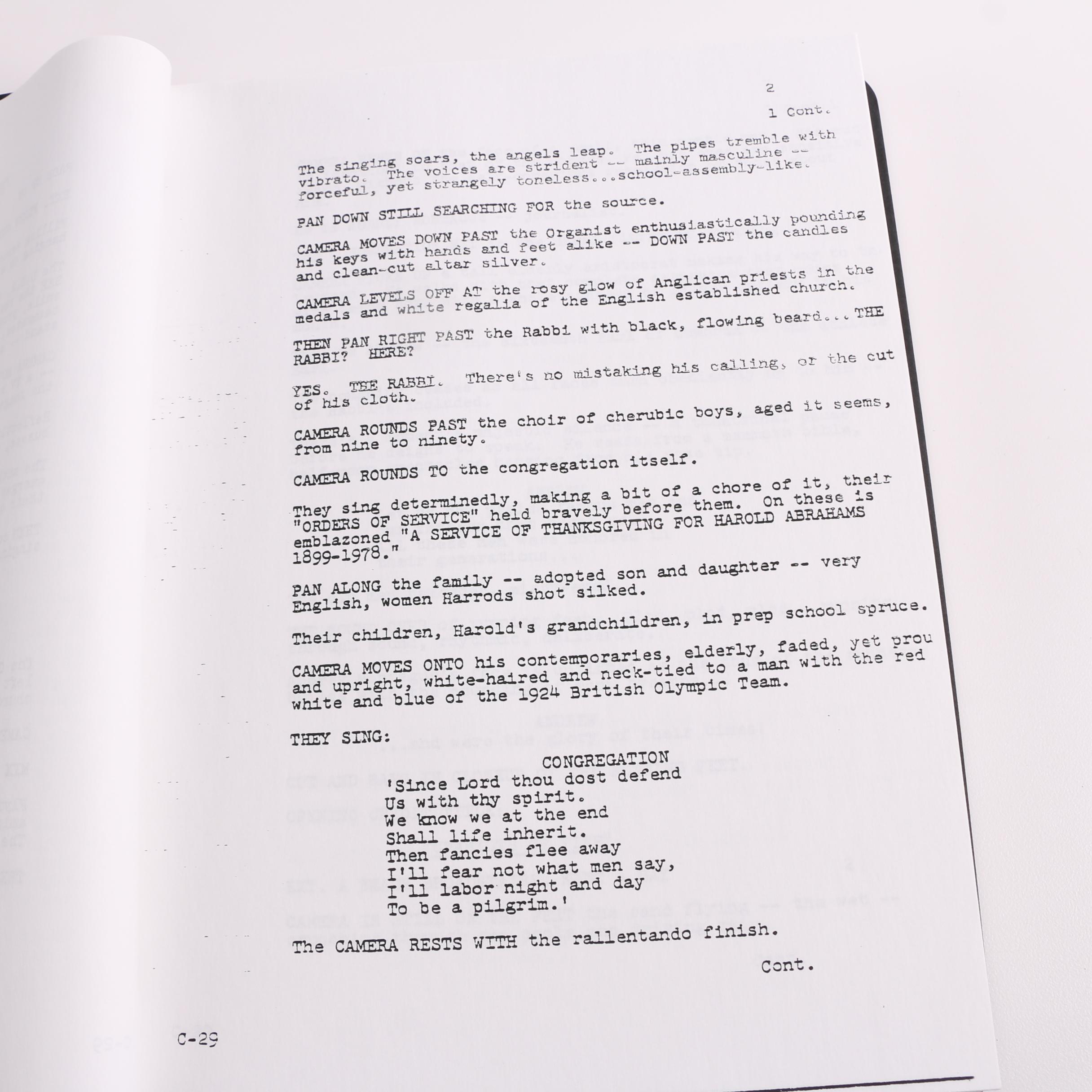 1980s "Chariots of Fire" Screenplay by Colin Welland