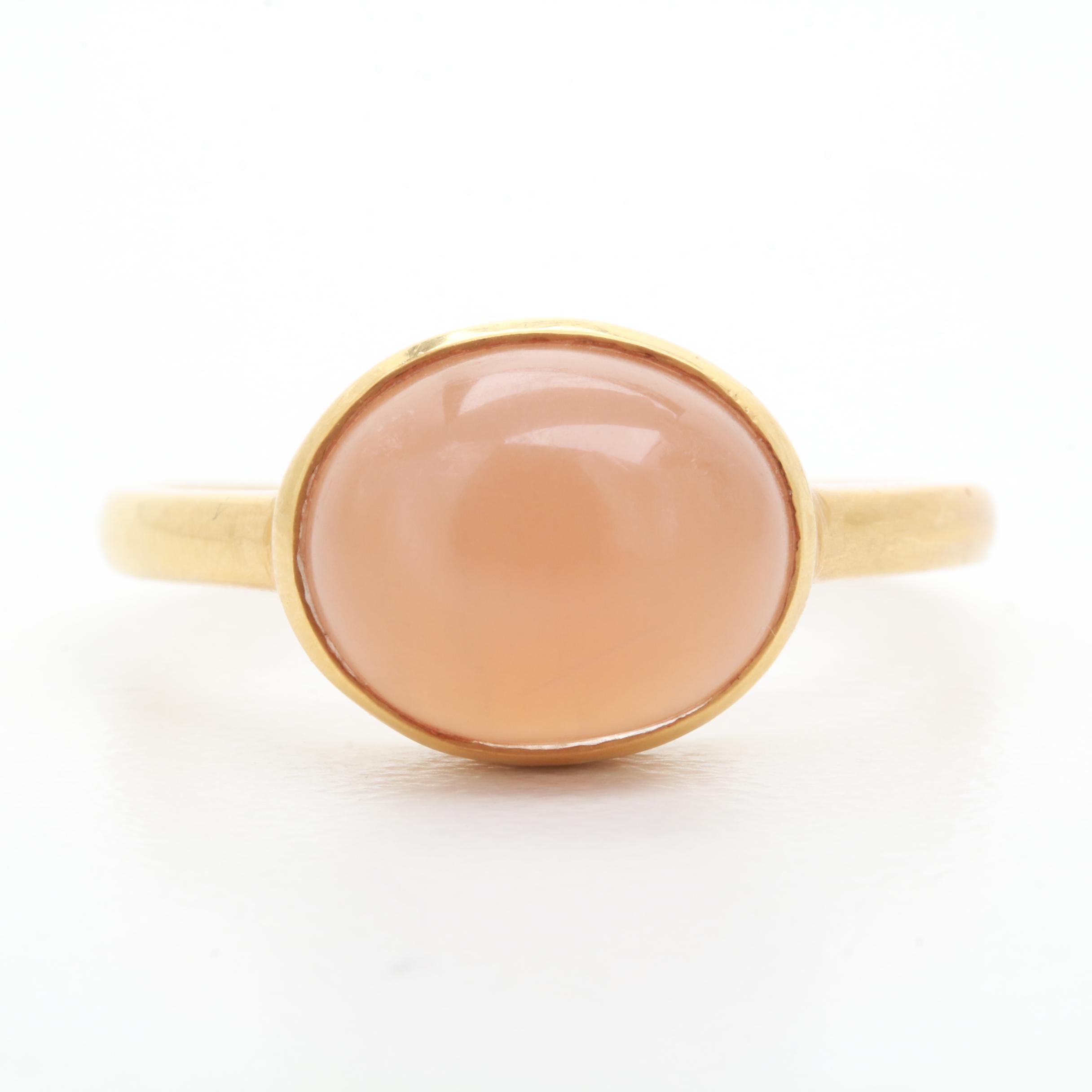 14K Yellow Gold Moonstone Ring