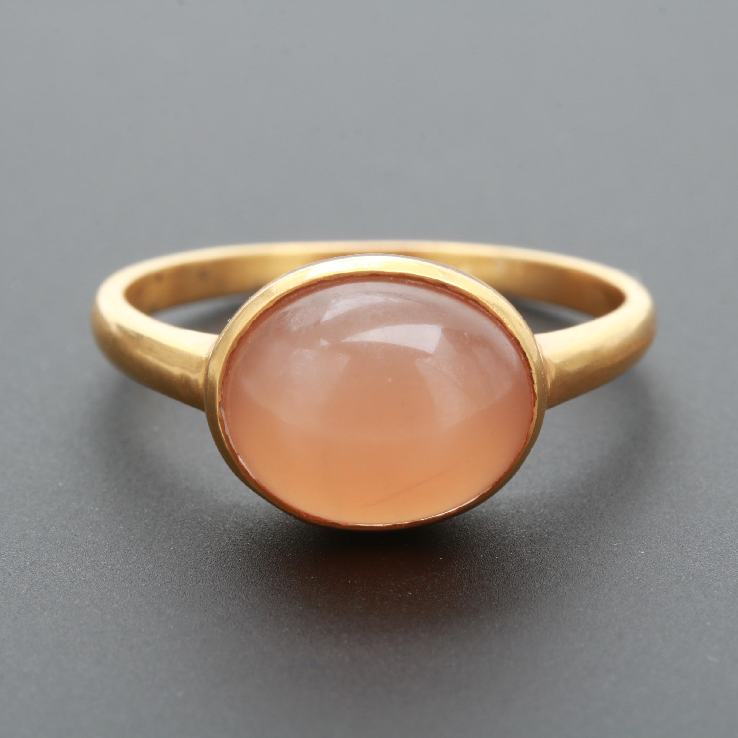 14K Yellow Gold Moonstone Ring
