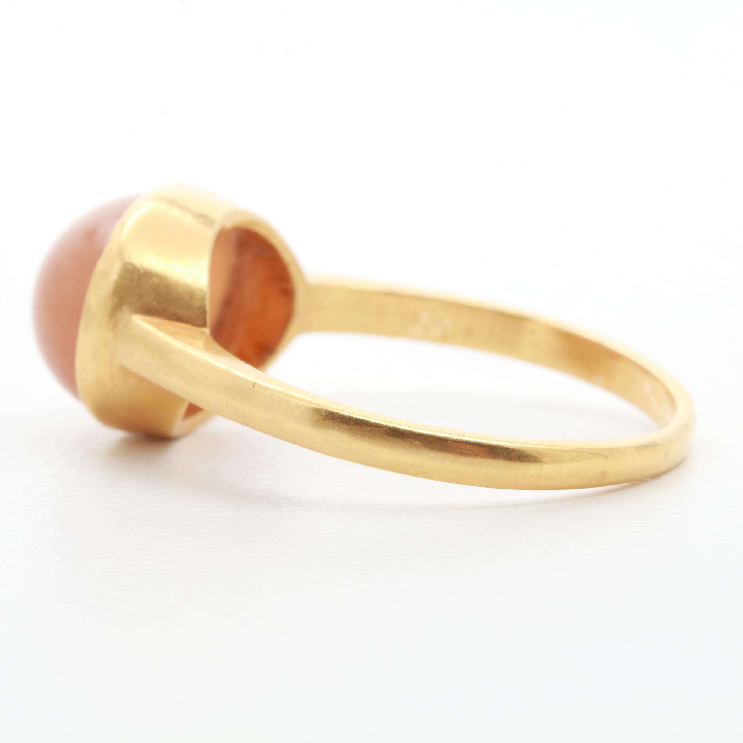 14K Yellow Gold Moonstone Ring