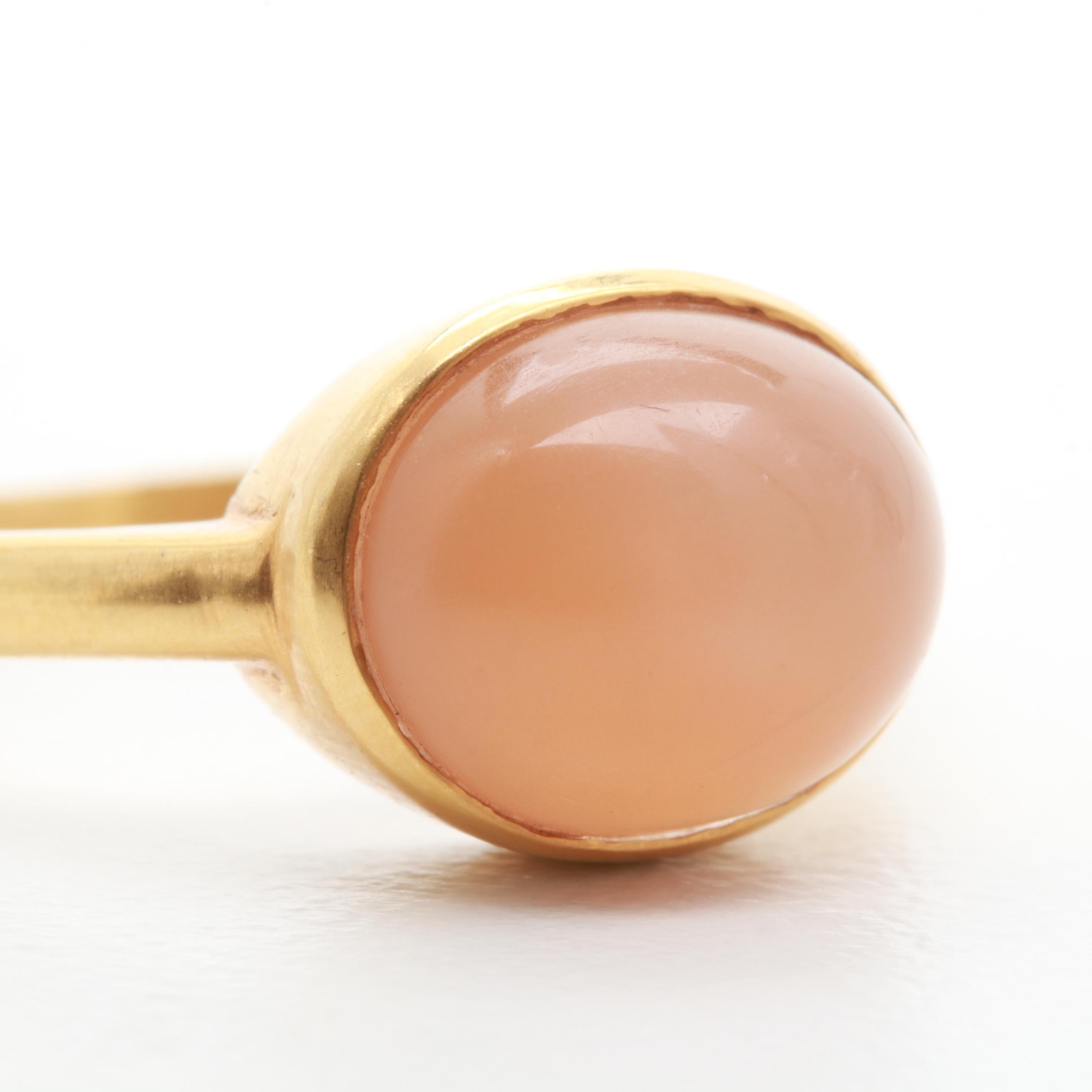 14K Yellow Gold Moonstone Ring