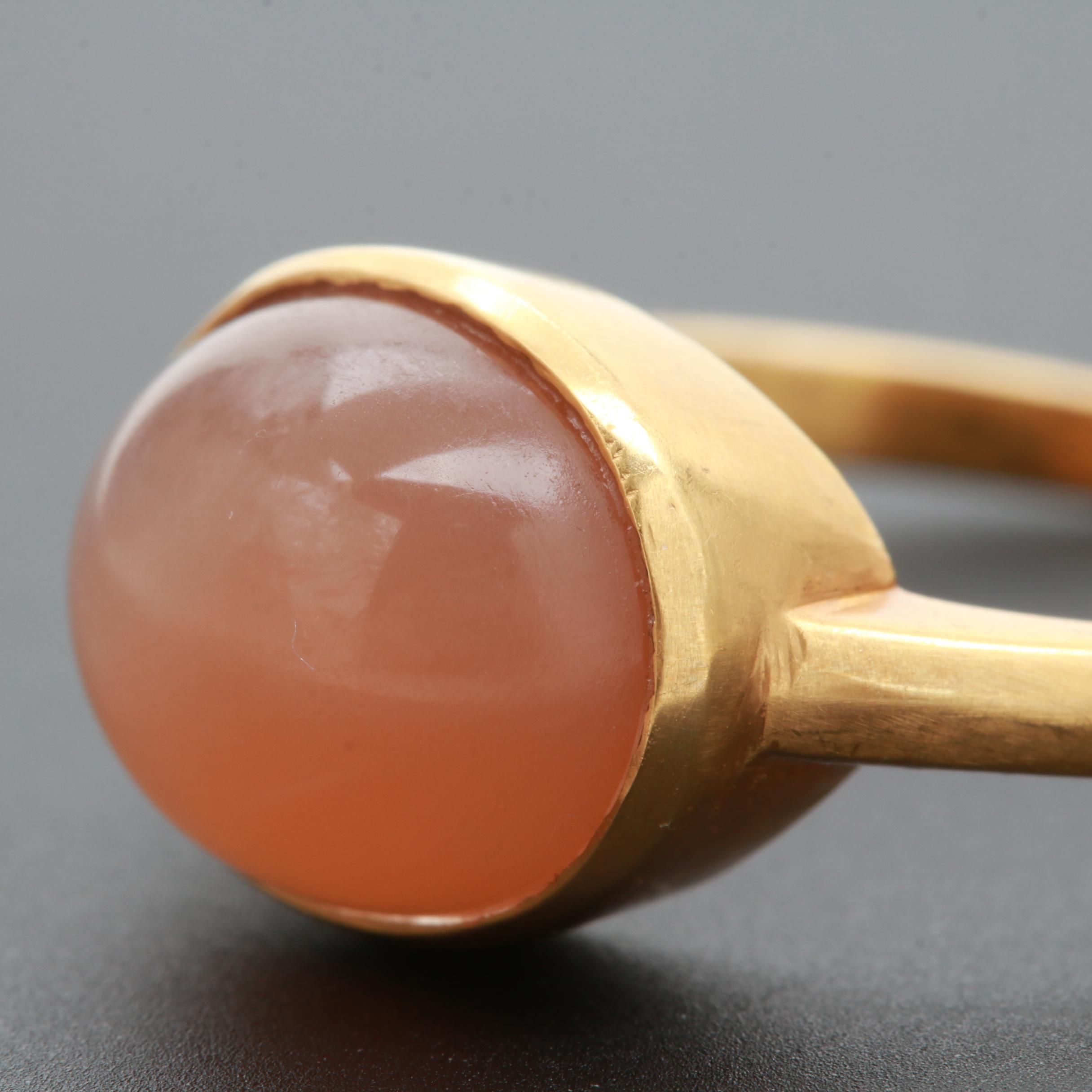 14K Yellow Gold Moonstone Ring