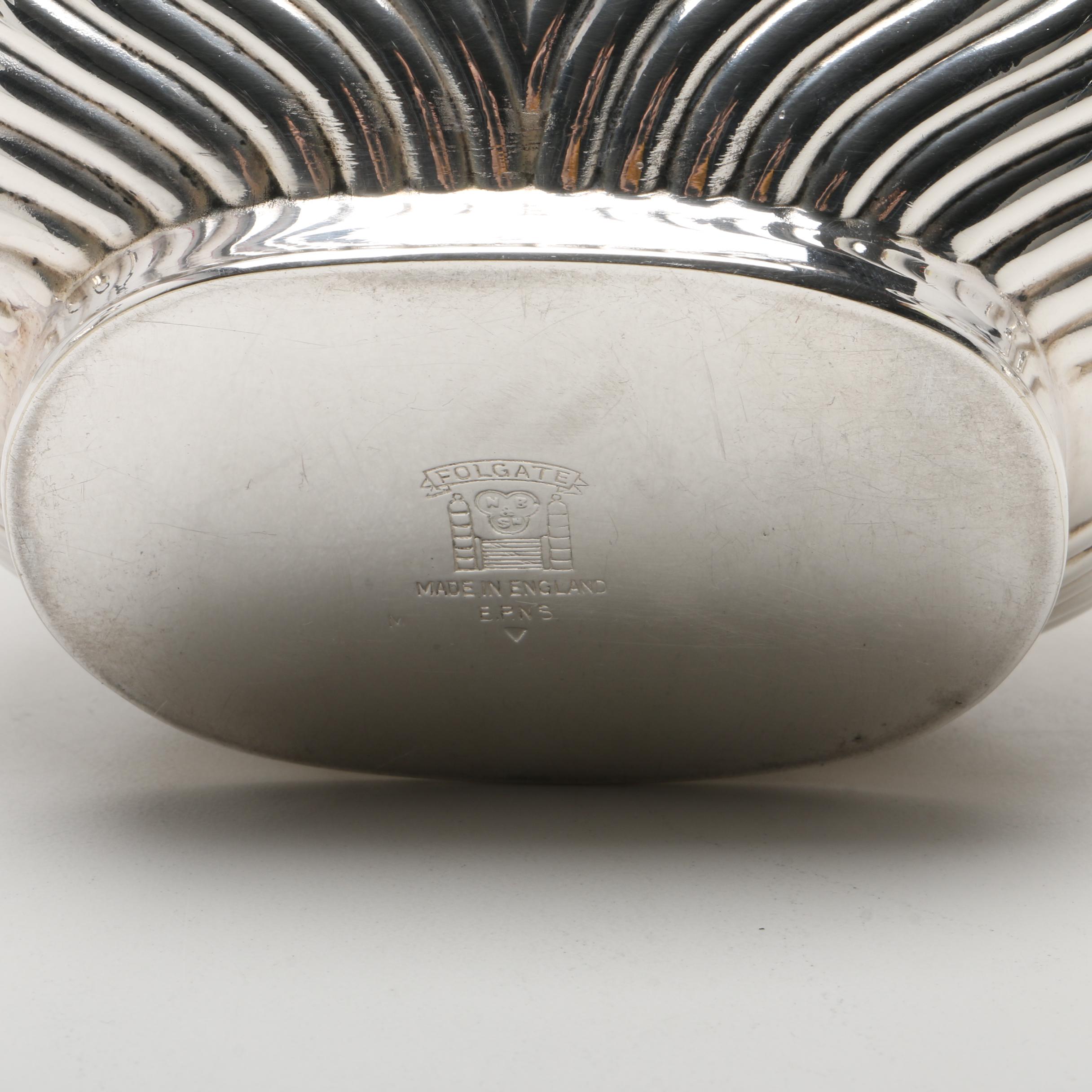 English Four Piece Vintage Folgate Silver Plate Tea Service